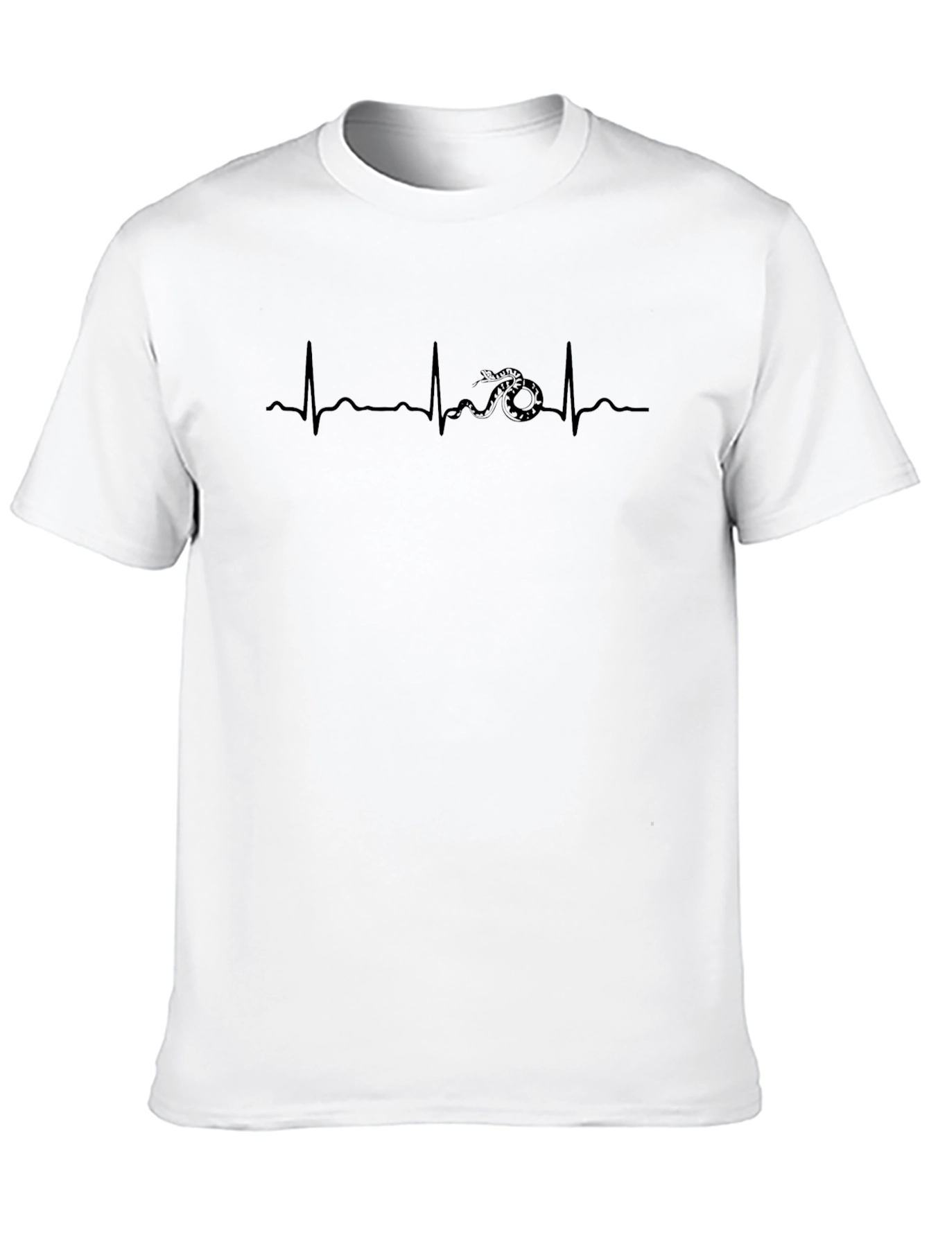Snake Heartbeat Graphic Tee - Black Crew Neck T-Shirt