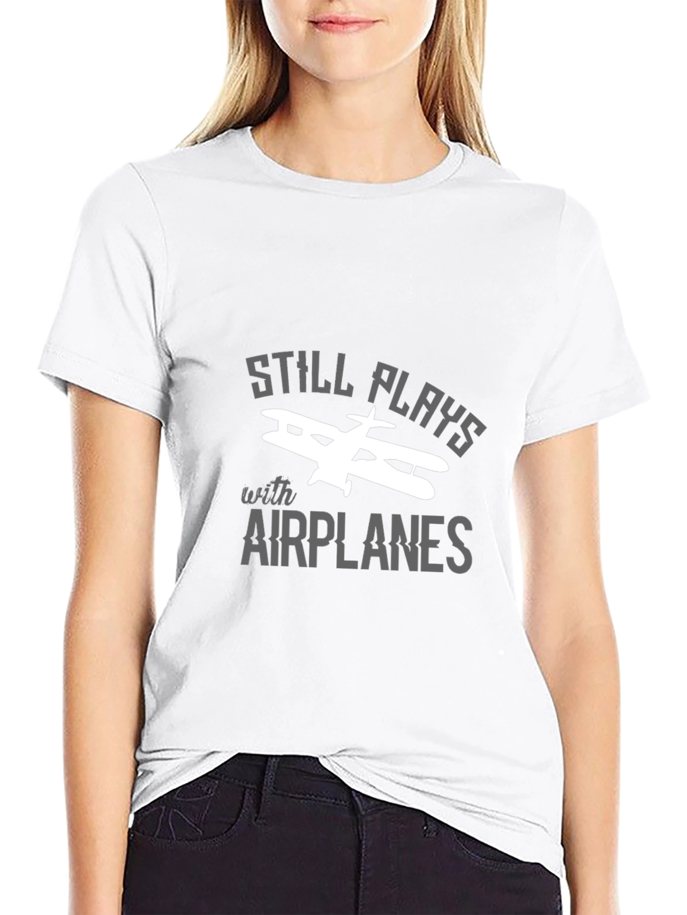 Still Plays With Airplanes Black T-Shirt