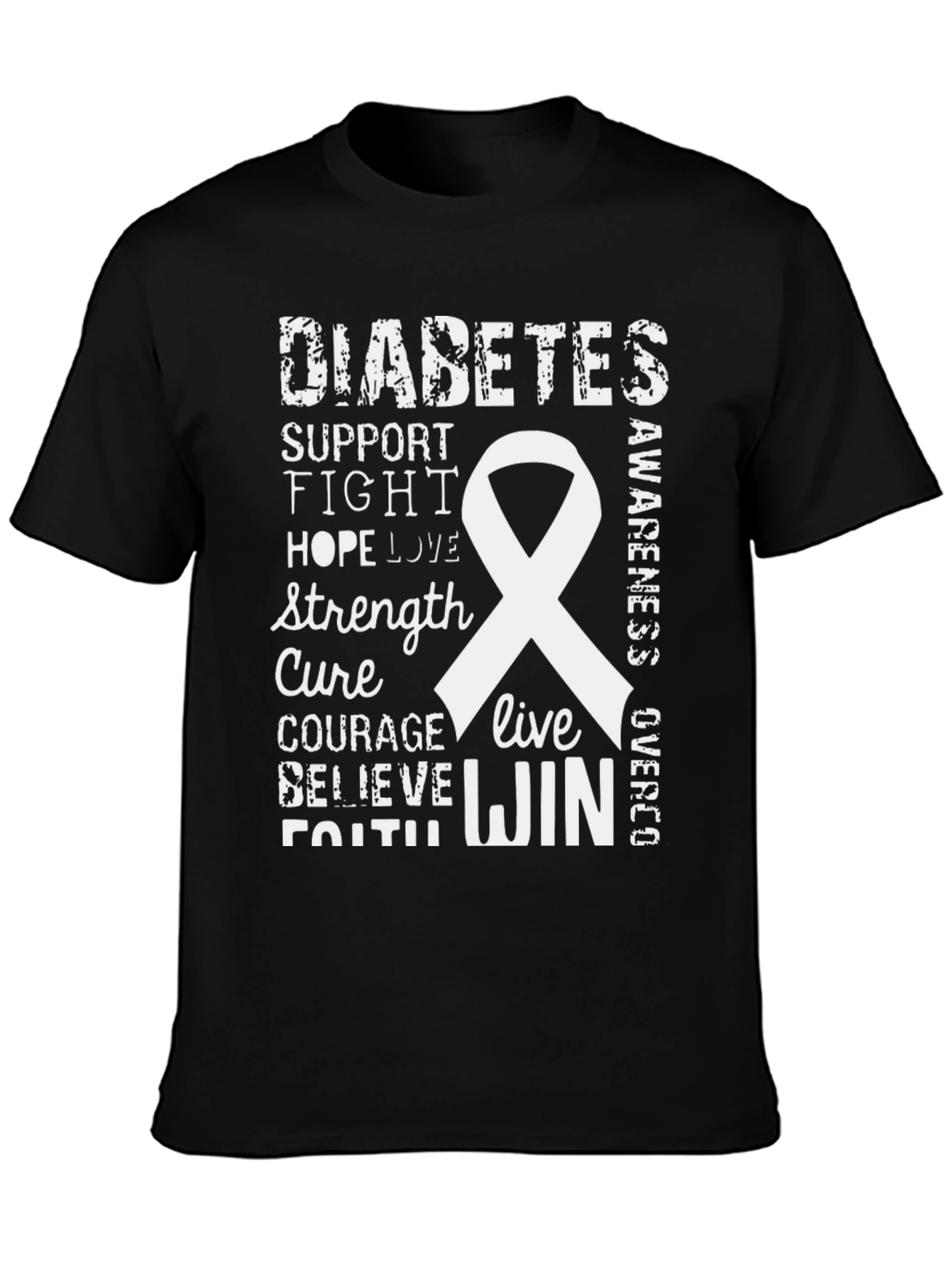 Diabetes Awareness Ribbon Graphic T-Shirt