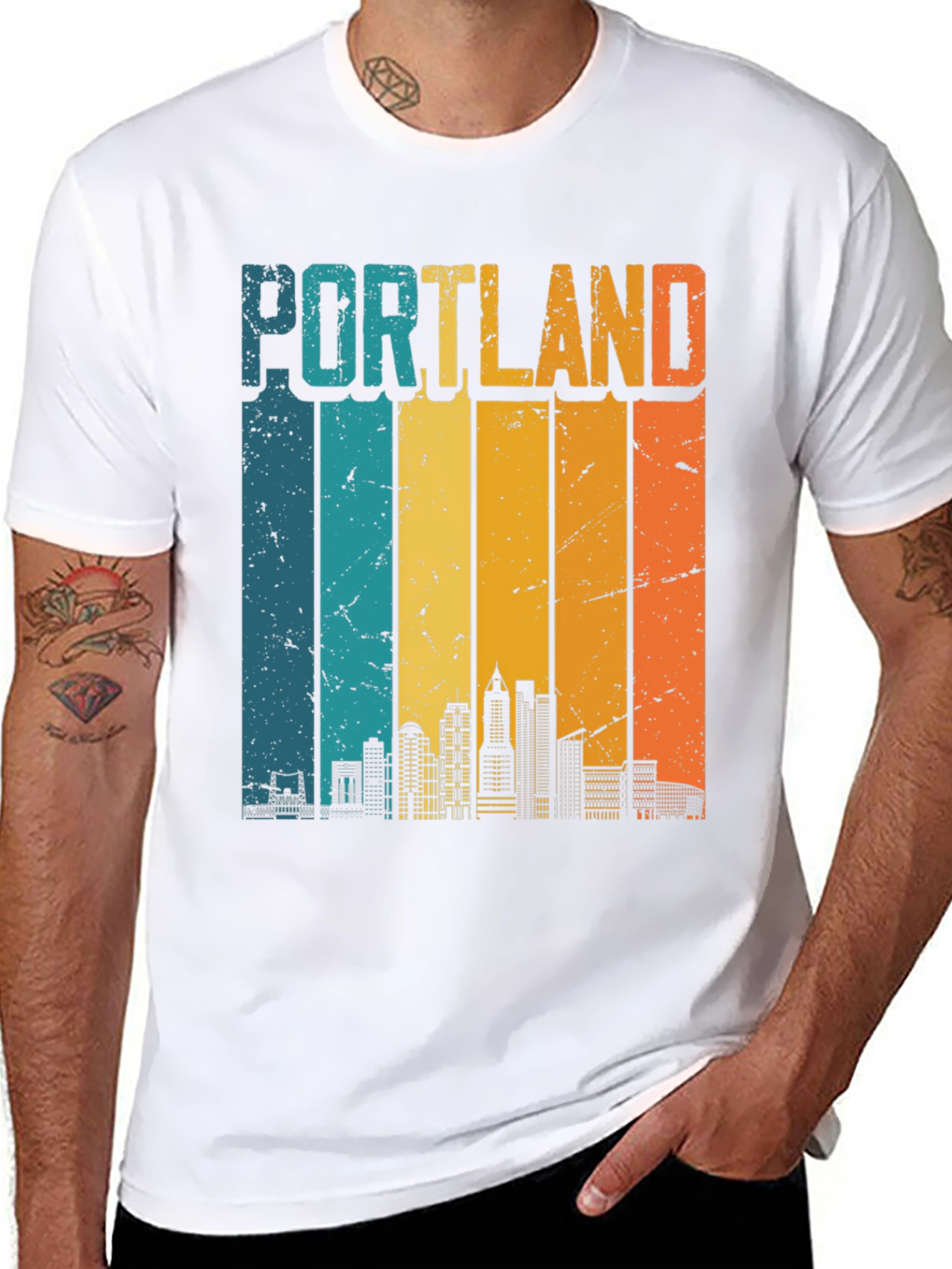 Portland Skyline Retro T-Shirt