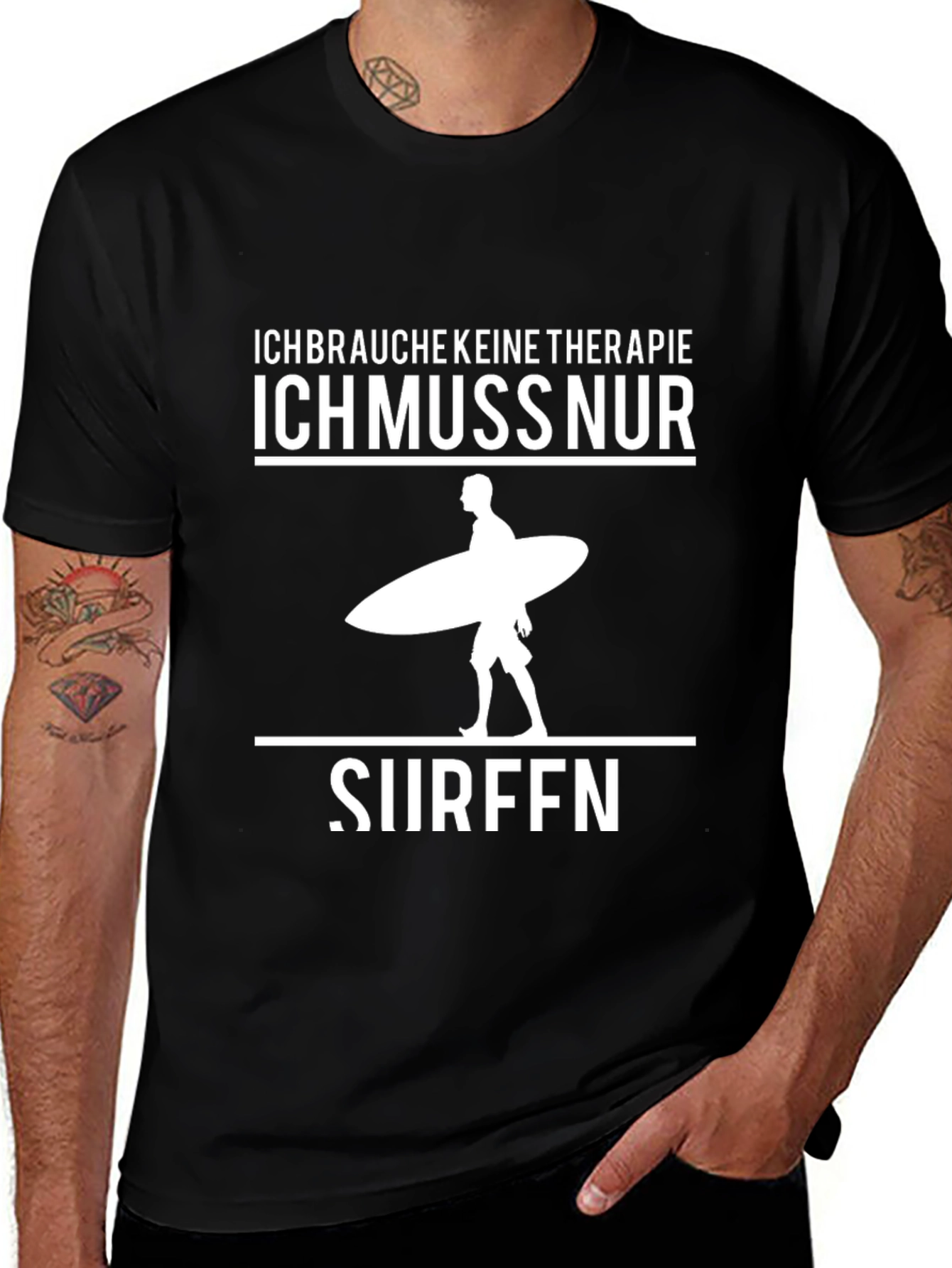 Ich Muss Nur Surfen Black T-Shirt