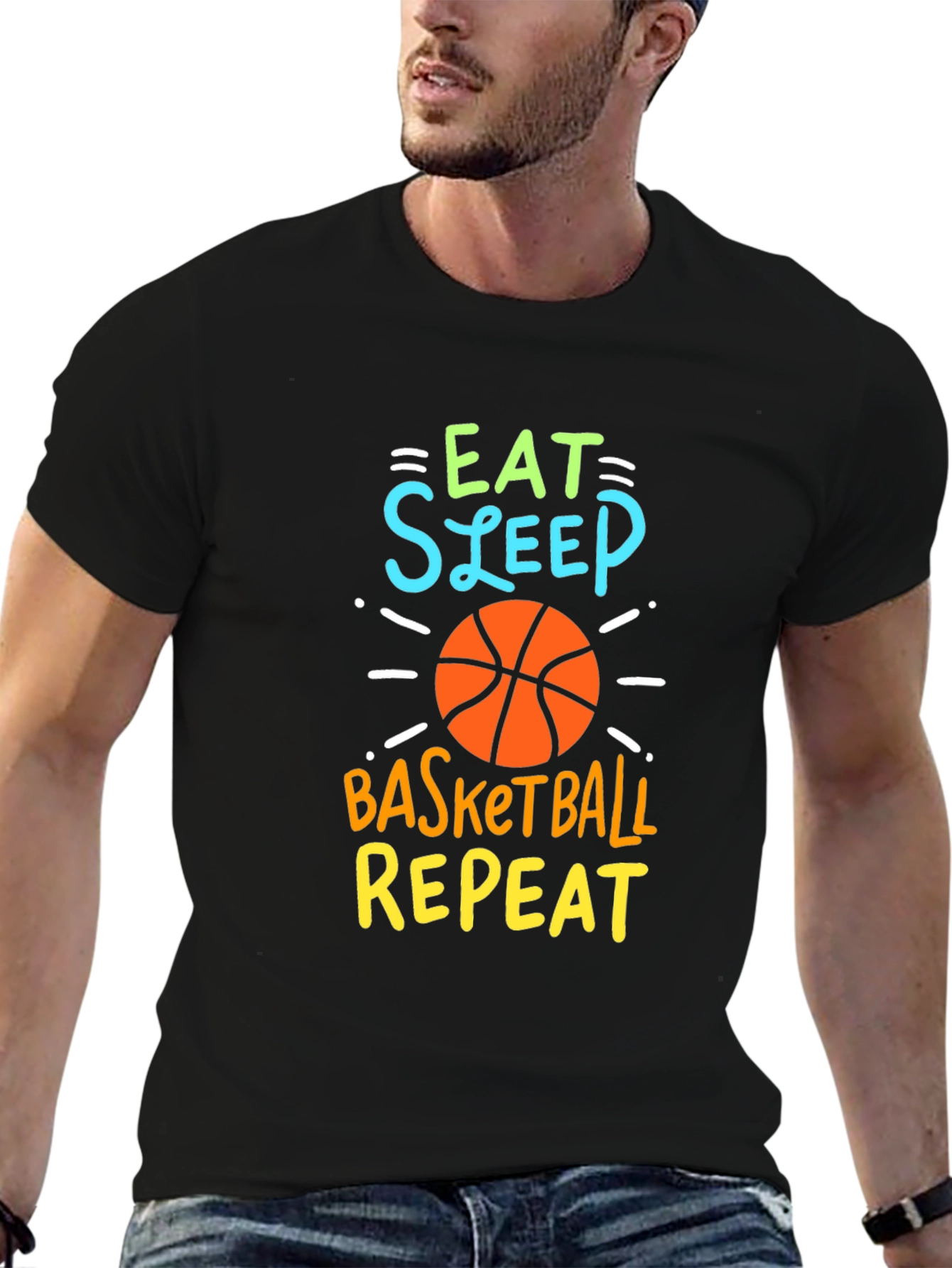 Eat Sleep Basketball Repeat Graphic Tee