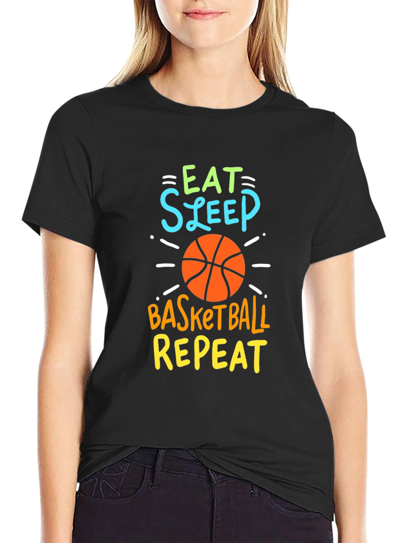 Eat Sleep Basketball Repeat Graphic Tee