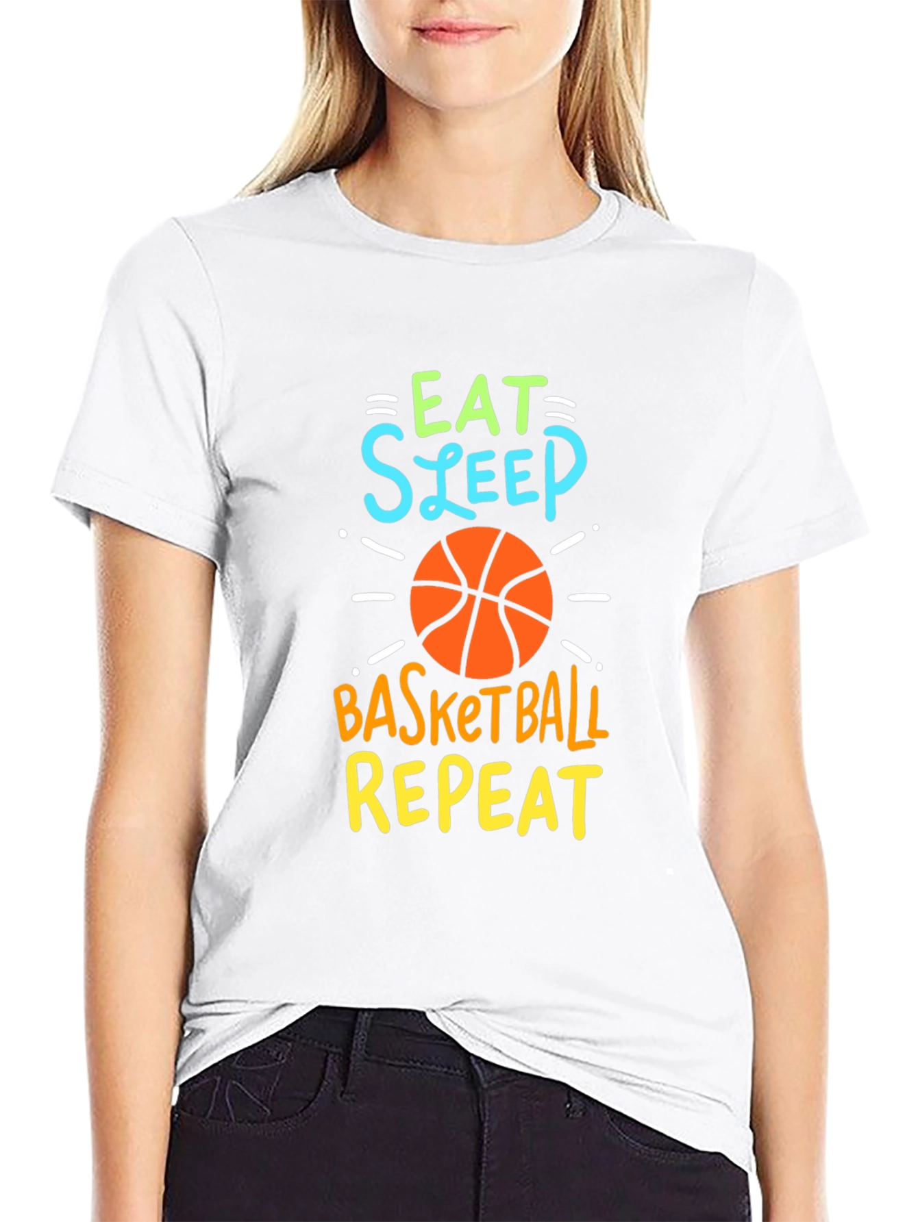 Eat Sleep Basketball Repeat Graphic Tee