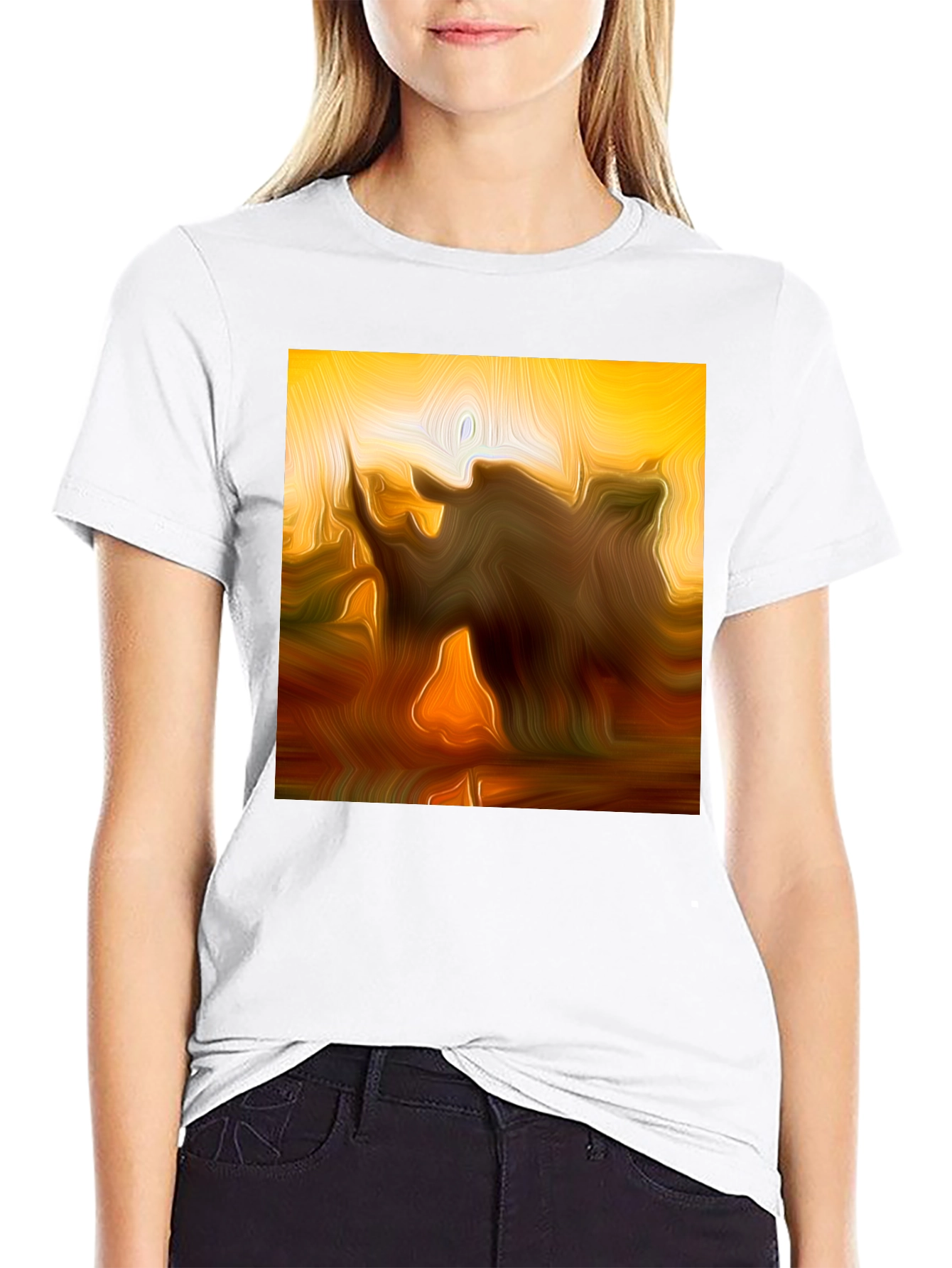 Abstract Graphic Print Black Casual T-Shirt