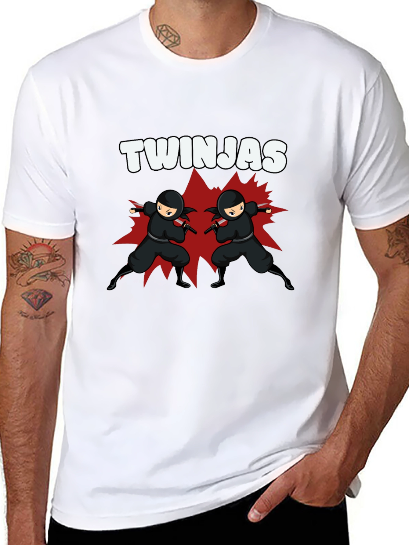 Twinjas Black Graphic Tee - Ninja Twins T-Shirt