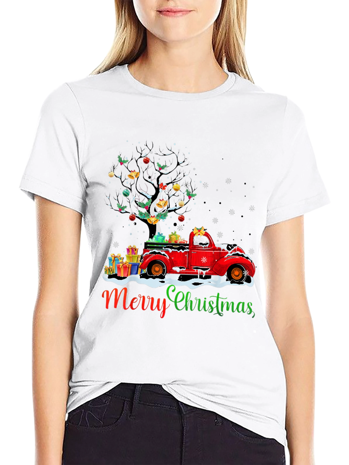 Merry Christmas Truck T-Shirt Holiday Tee