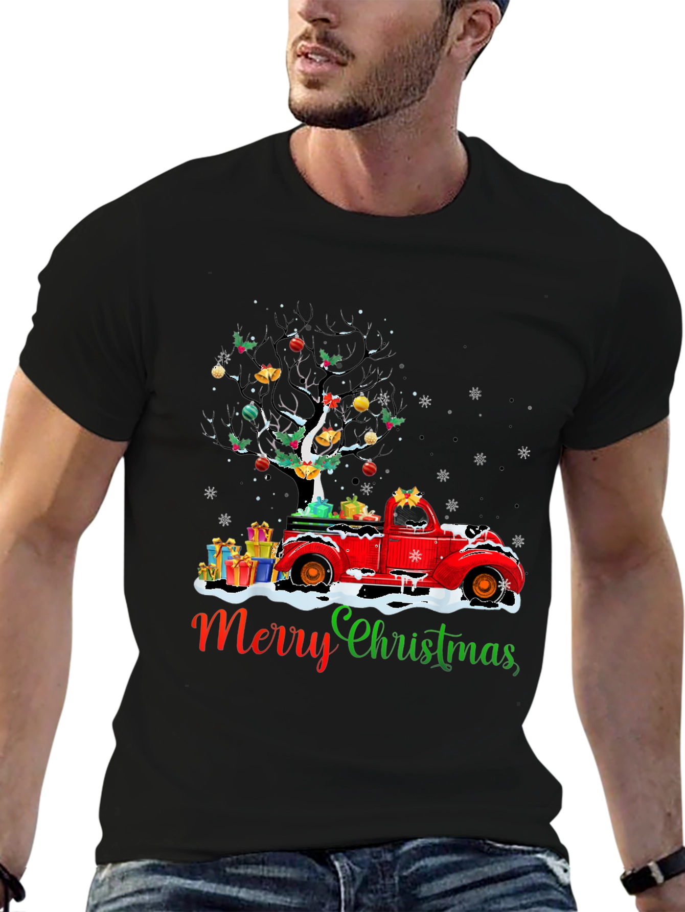 Merry Christmas Truck T-Shirt Holiday Tee