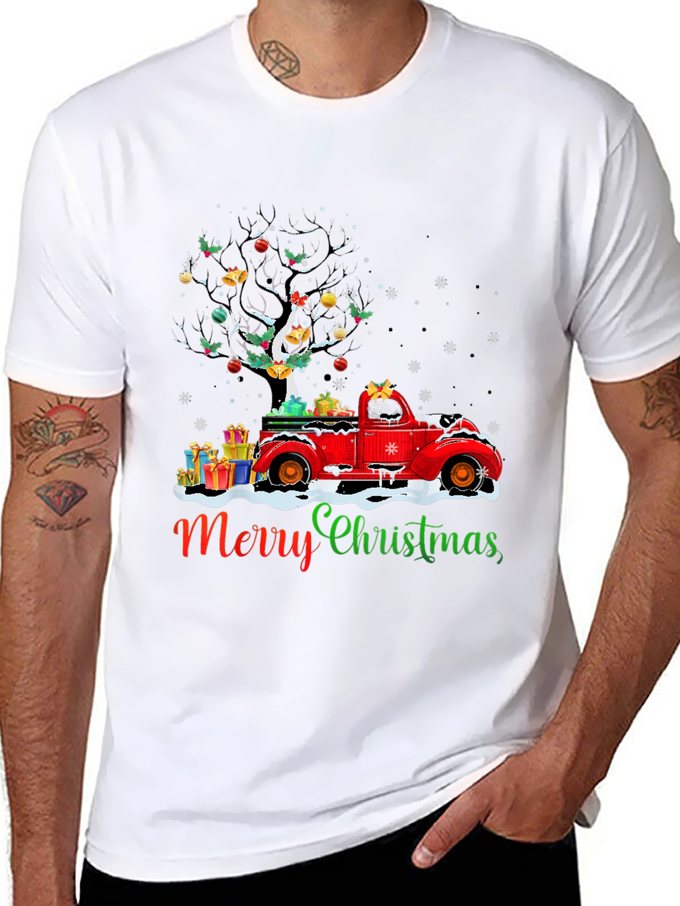 Merry Christmas Truck T-Shirt Holiday Tee