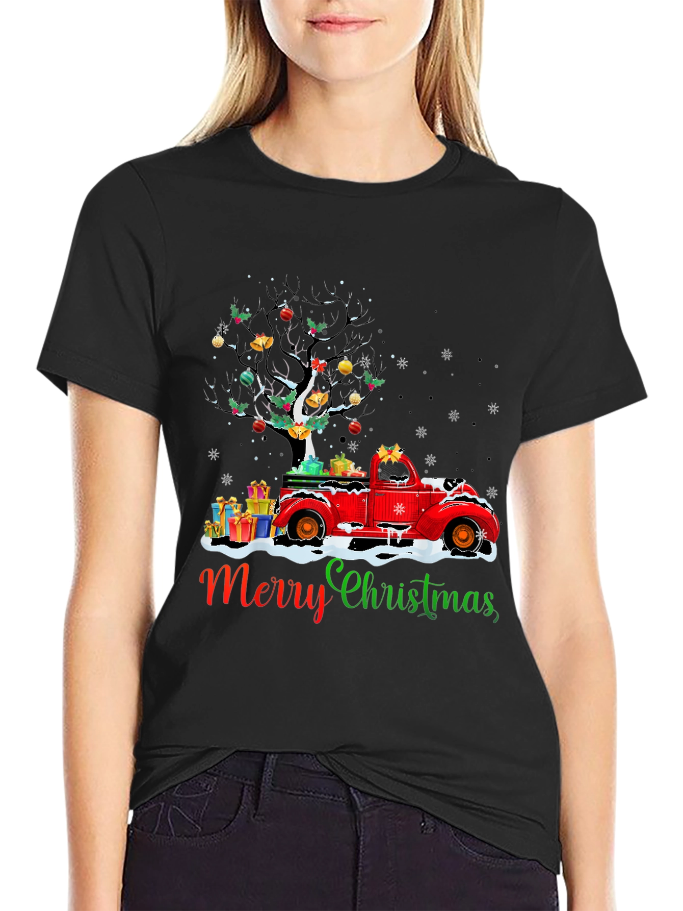 Merry Christmas Truck T-Shirt Holiday Tee