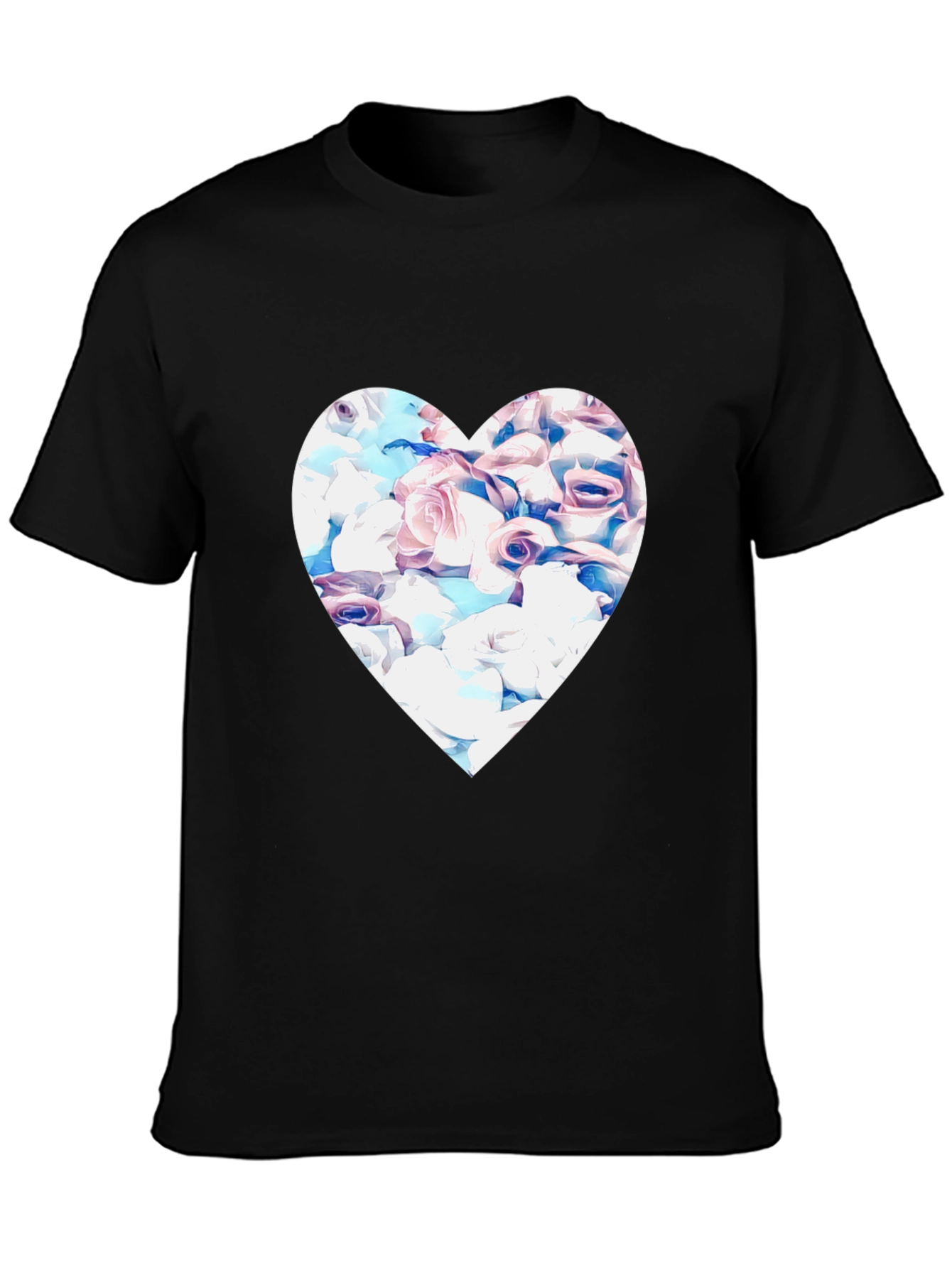 Floral Heart Graphic Black Tee
