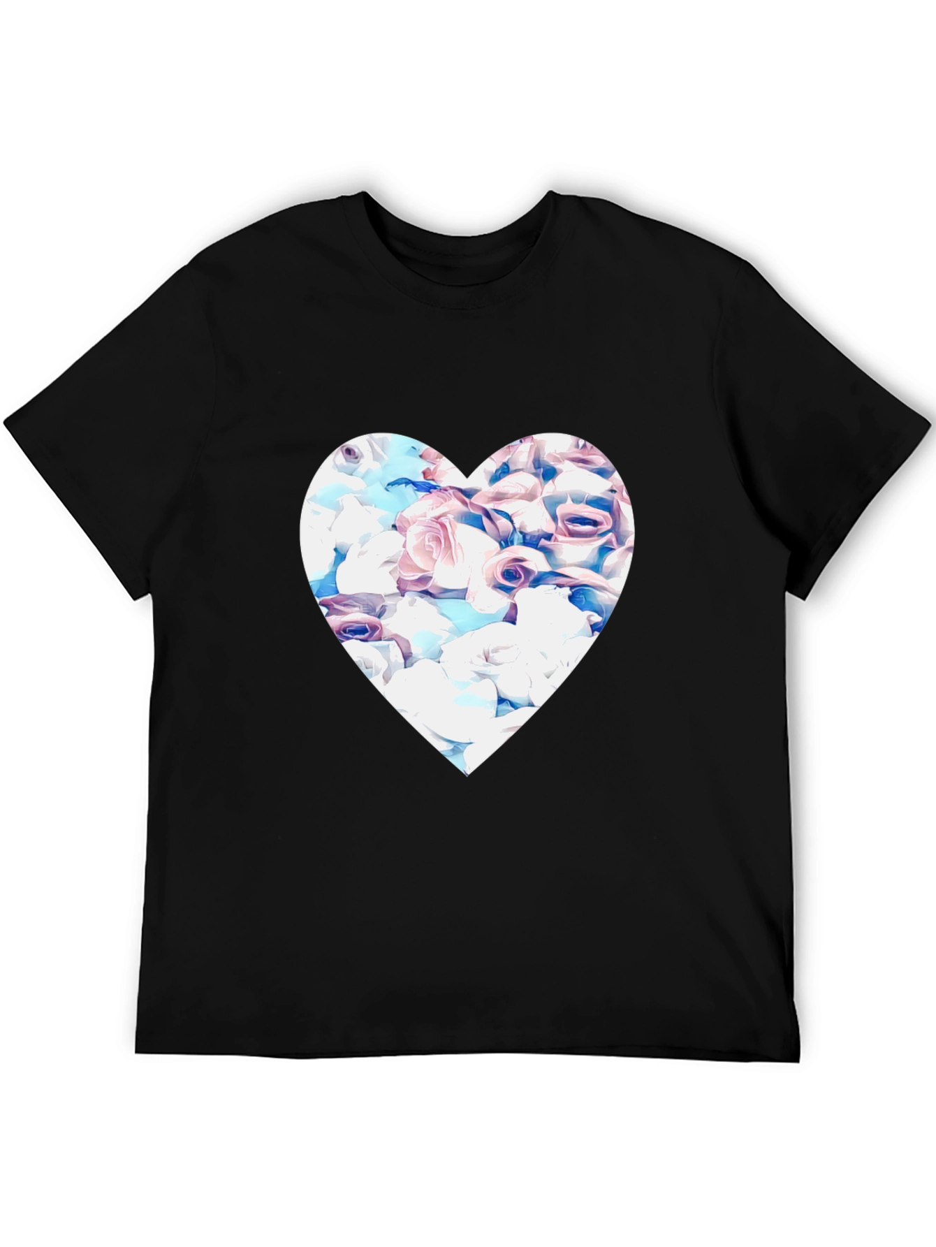 Floral Heart Graphic Black Tee