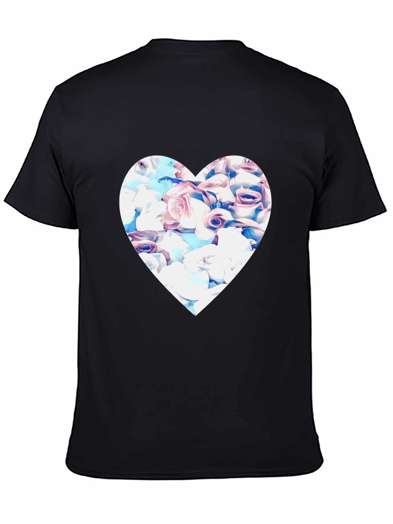 Floral Heart Graphic Black Tee
