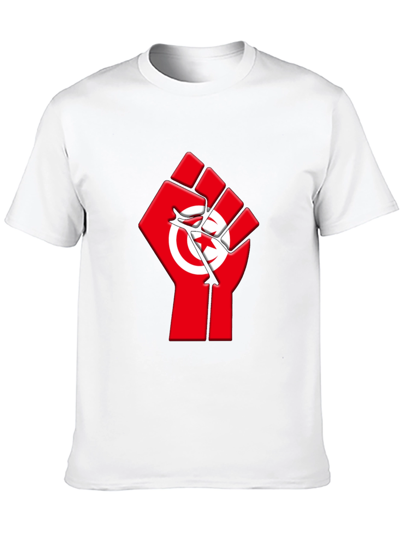 Tunisia Flag Fist Graphic Tee - Black Cotton T-Shirt