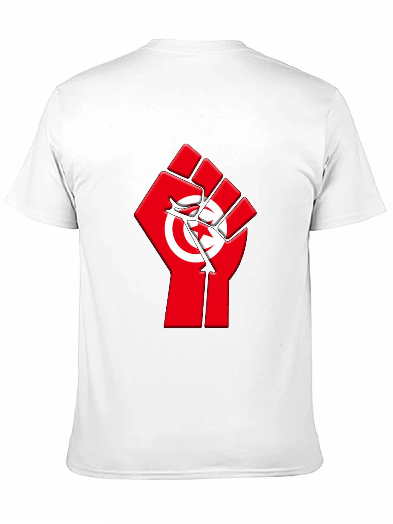 Tunisia Flag Fist Graphic Tee - Black Cotton T-Shirt