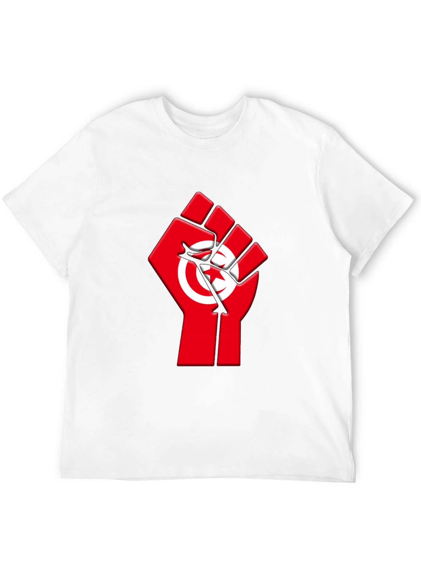 Tunisia Flag Fist Graphic Tee - Black Cotton T-Shirt
