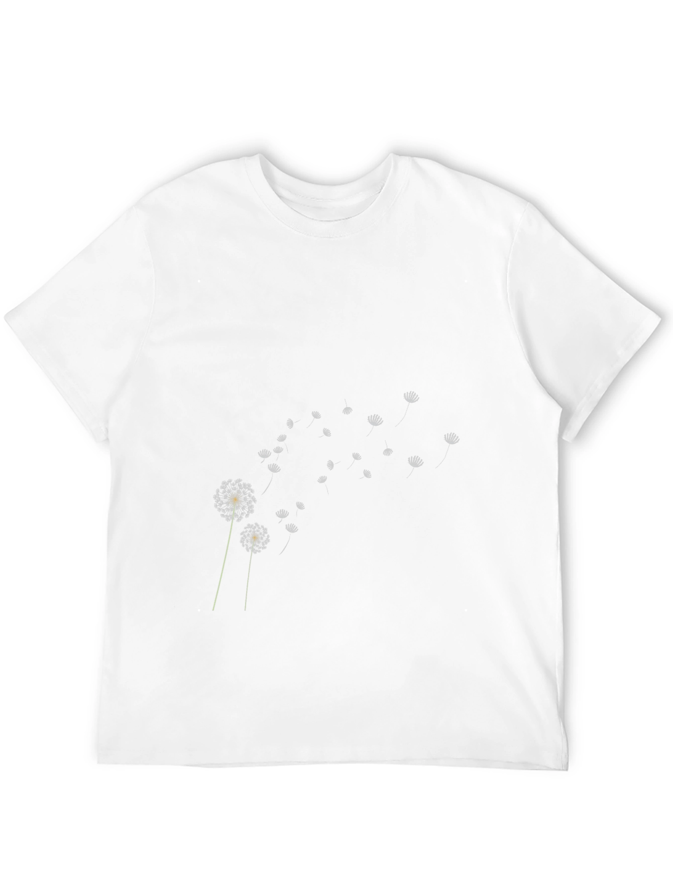 Dandelion Print Black T-Shirt Casual Cotton Tee