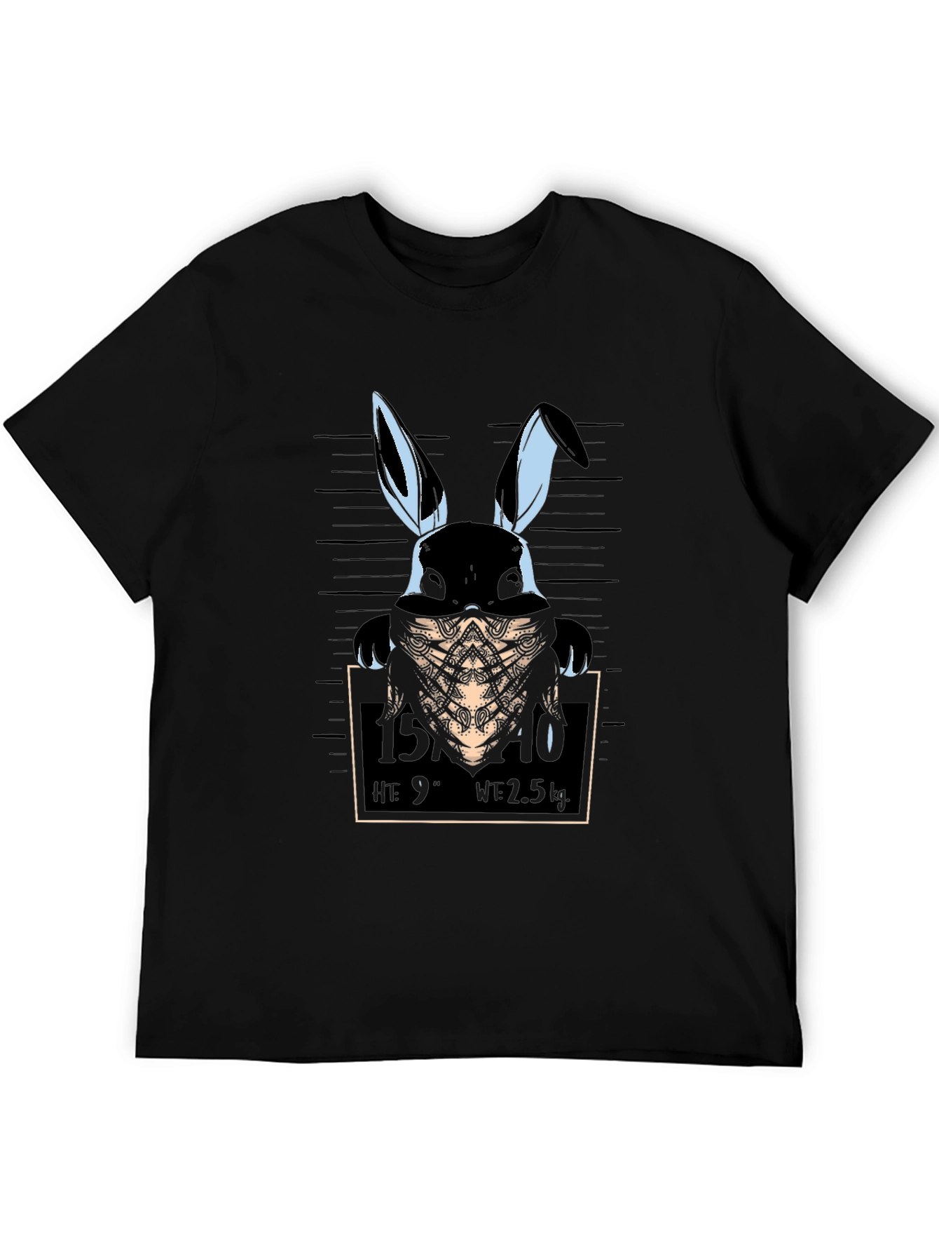 Gangster Rabbit Mugshot T-Shirt - Black