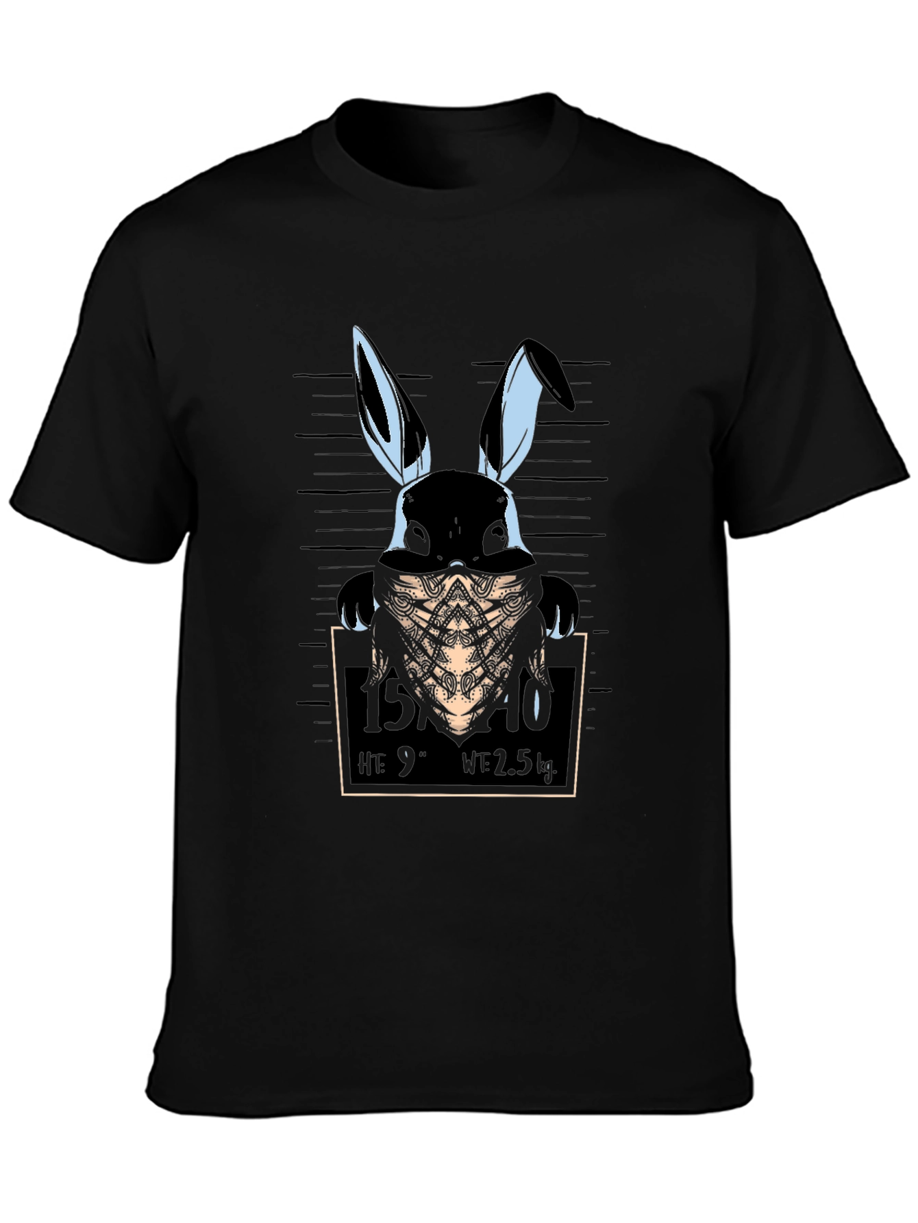 Gangster Rabbit Mugshot T-Shirt - Black