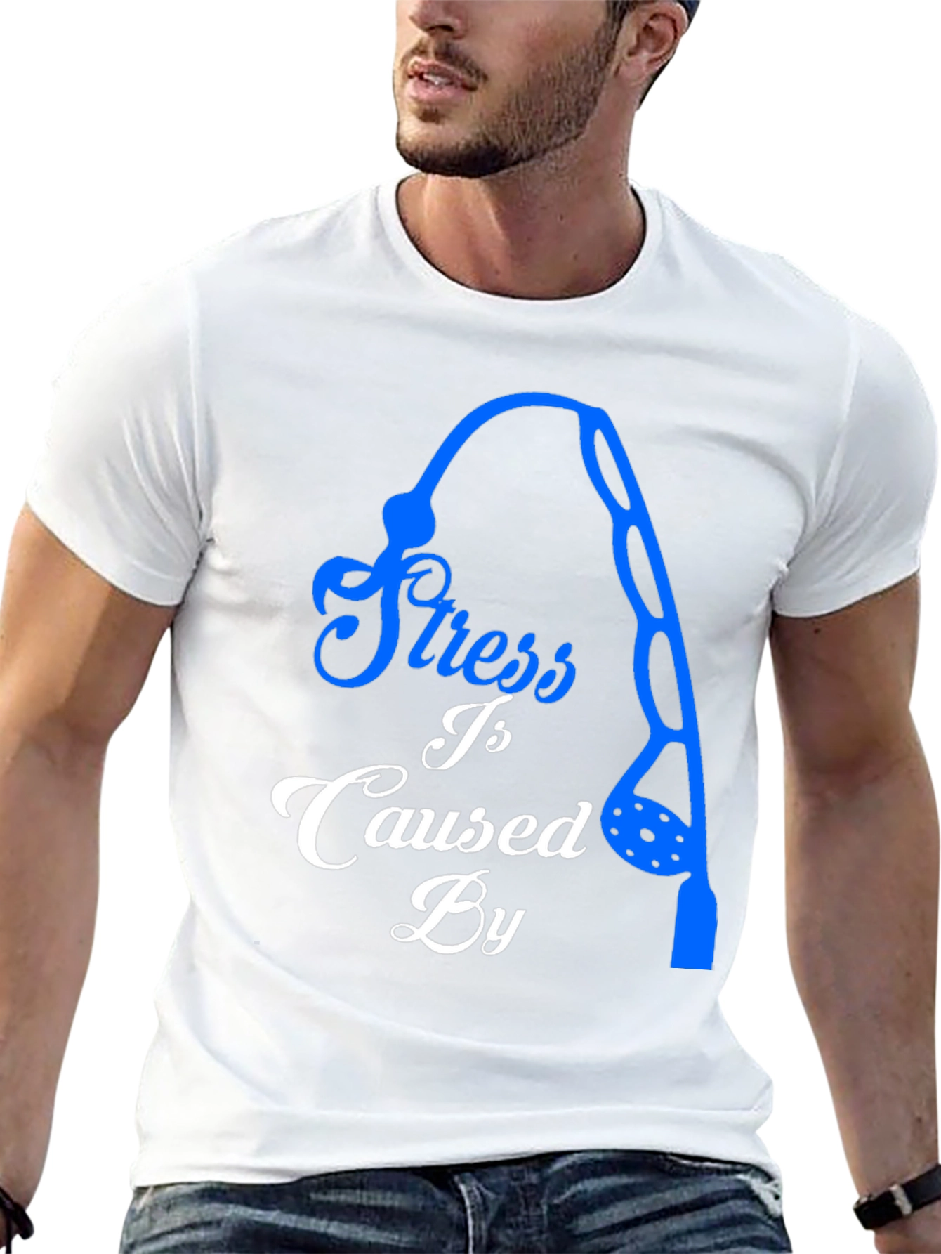 Stress Caused By Not Fishing Black T-Shirt