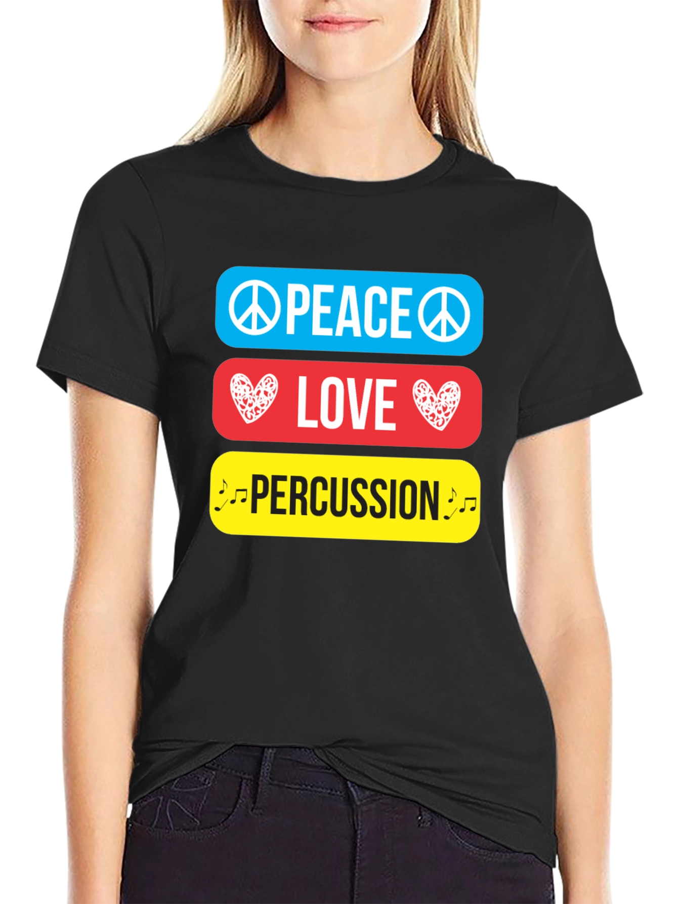 Peace Love Percussion Graphic T-Shirt