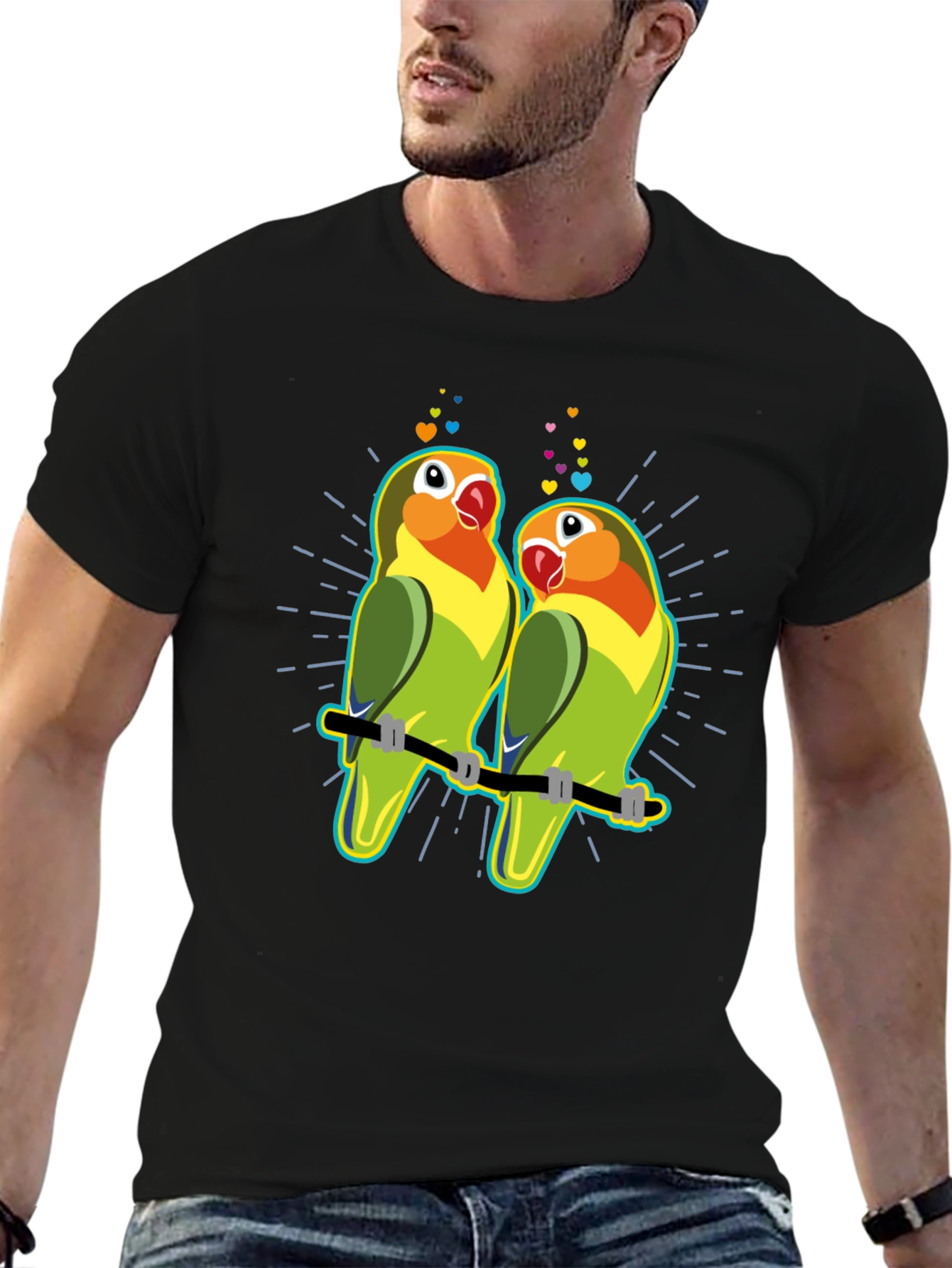 Lovebird T-Shirt: Romantic Parrot Couple