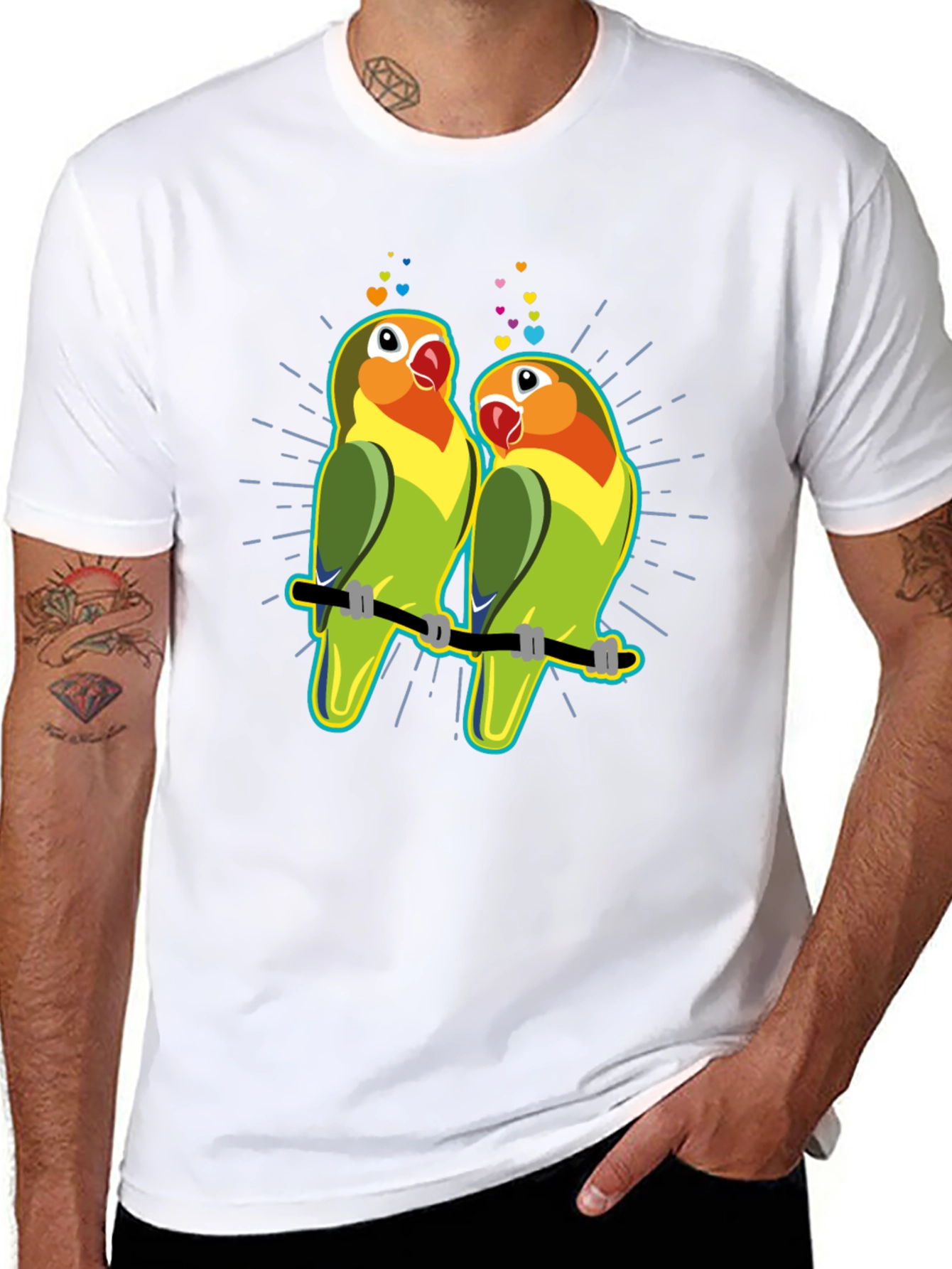 Lovebird T-Shirt: Romantic Parrot Couple