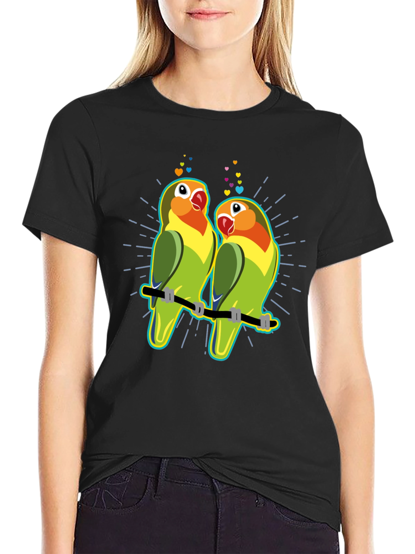 Lovebird T-Shirt: Romantic Parrot Couple