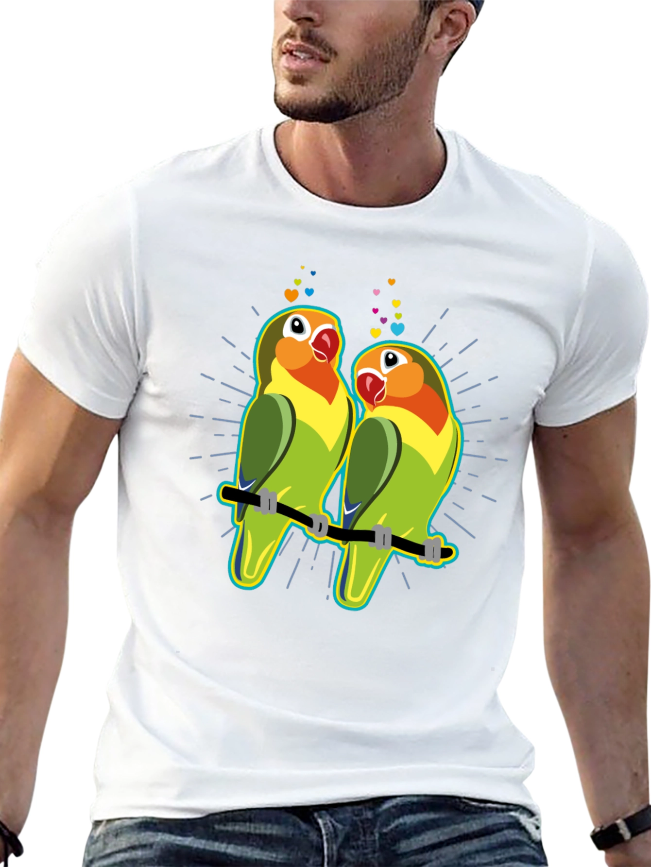 Lovebird T-Shirt: Romantic Parrot Couple