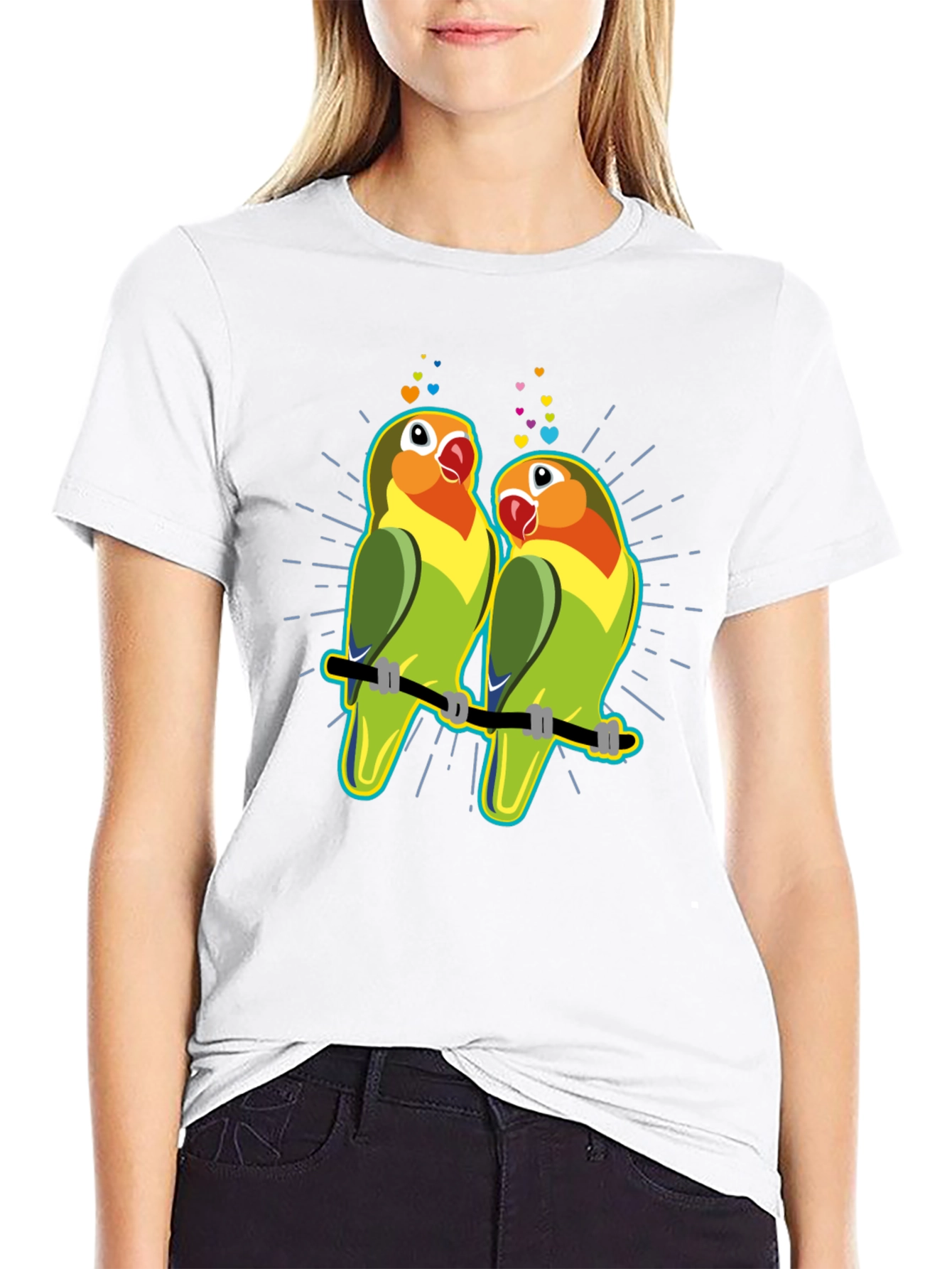 Lovebird T-Shirt: Romantic Parrot Couple