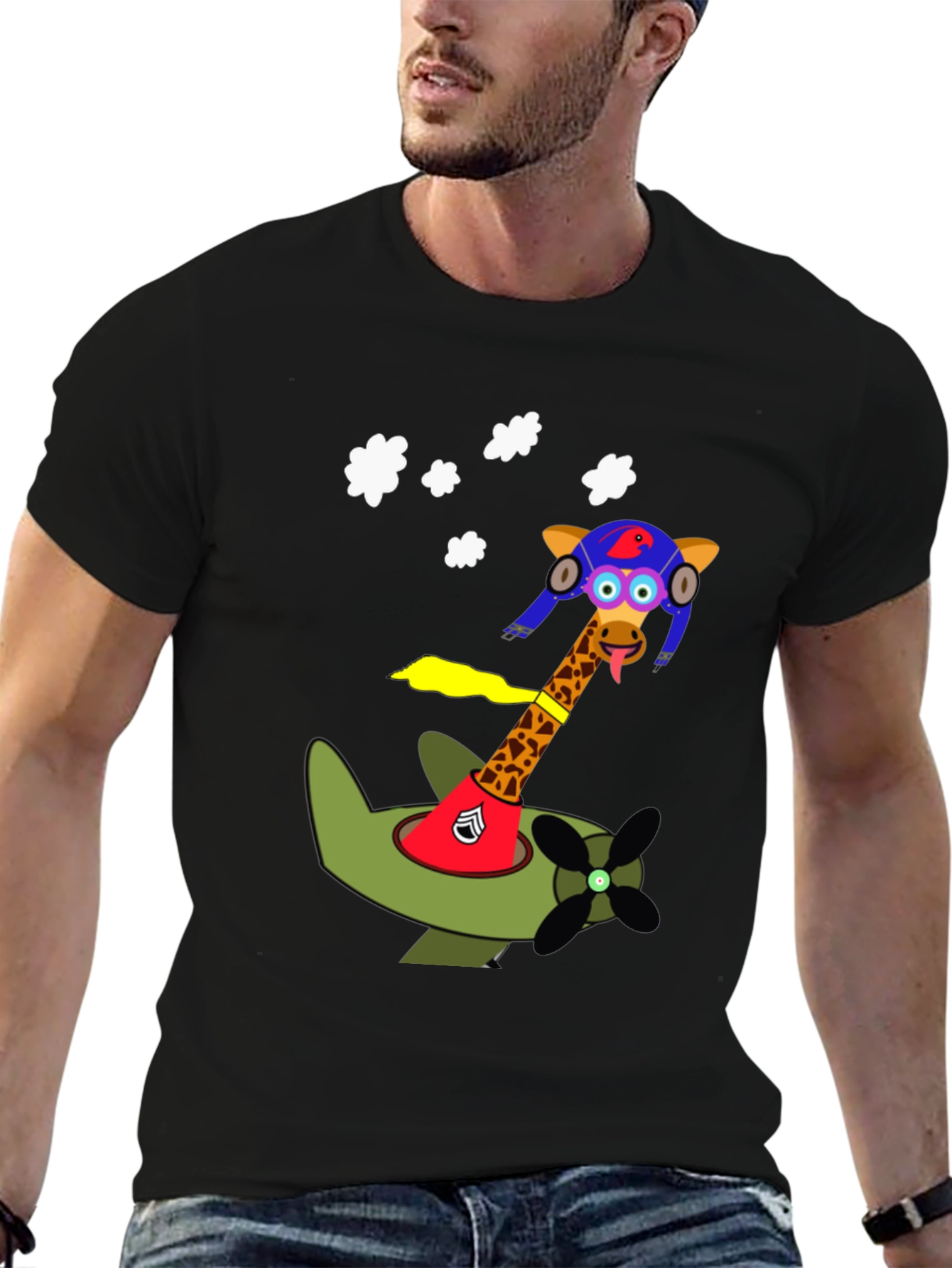 Giraffe Pilot T-Shirt - Fly High in Style!