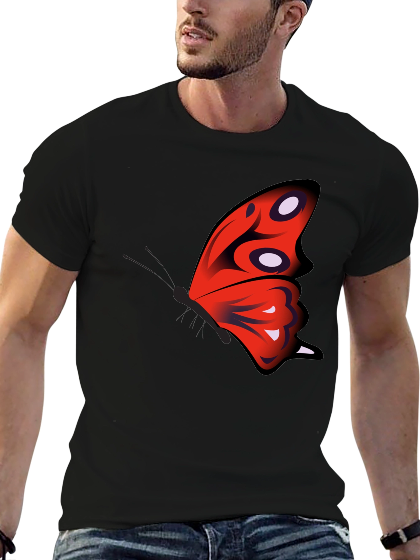 Butterfly Wing Graphic Black T-Shirt