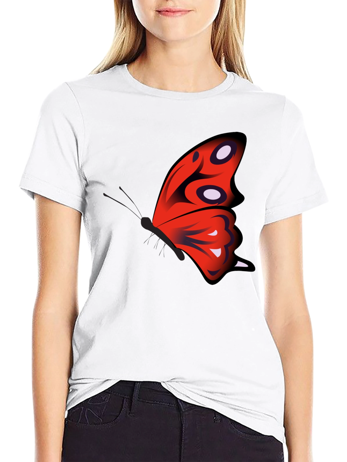 Butterfly Wing Graphic Black T-Shirt