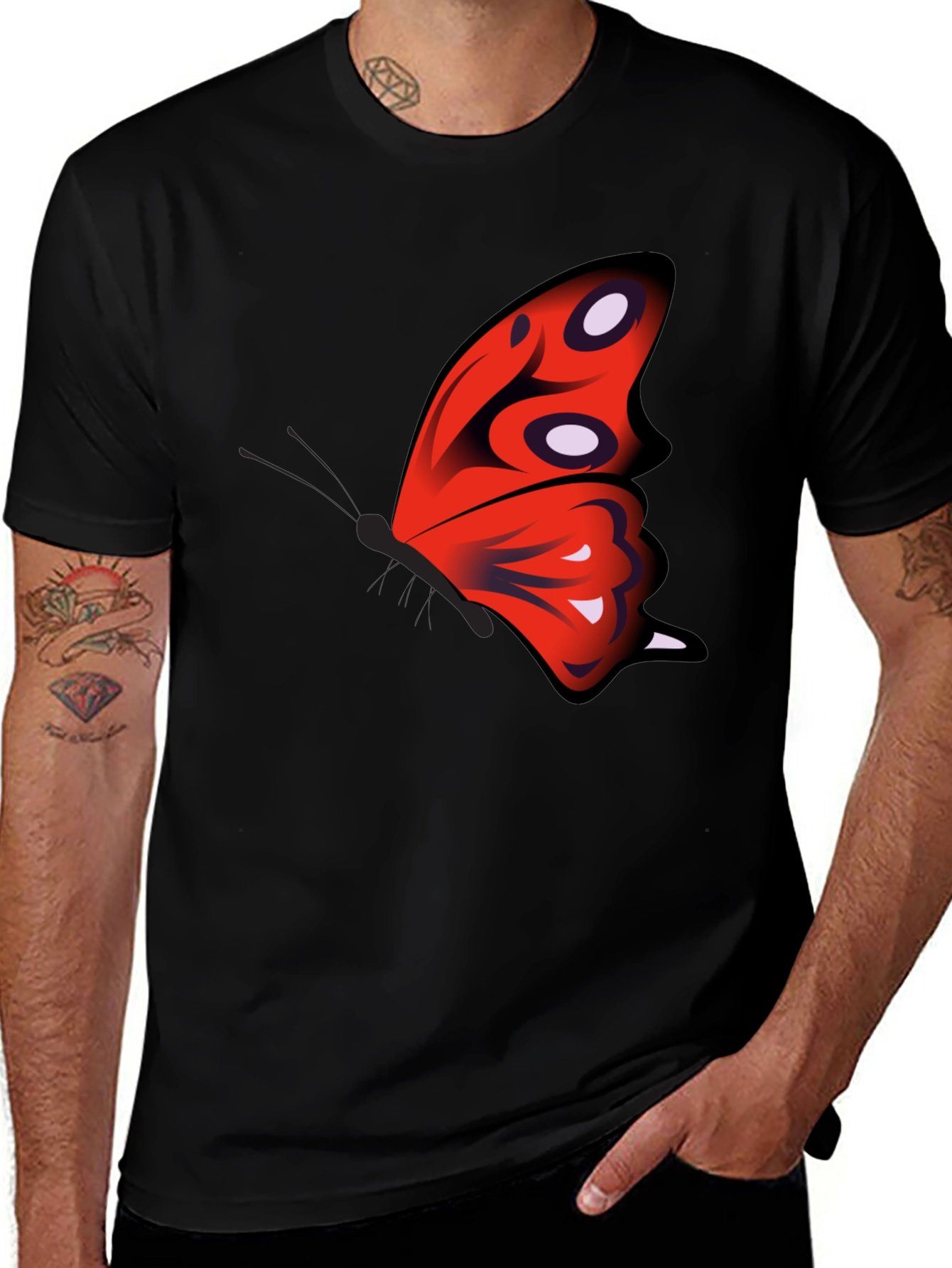 Butterfly Wing Graphic Black T-Shirt
