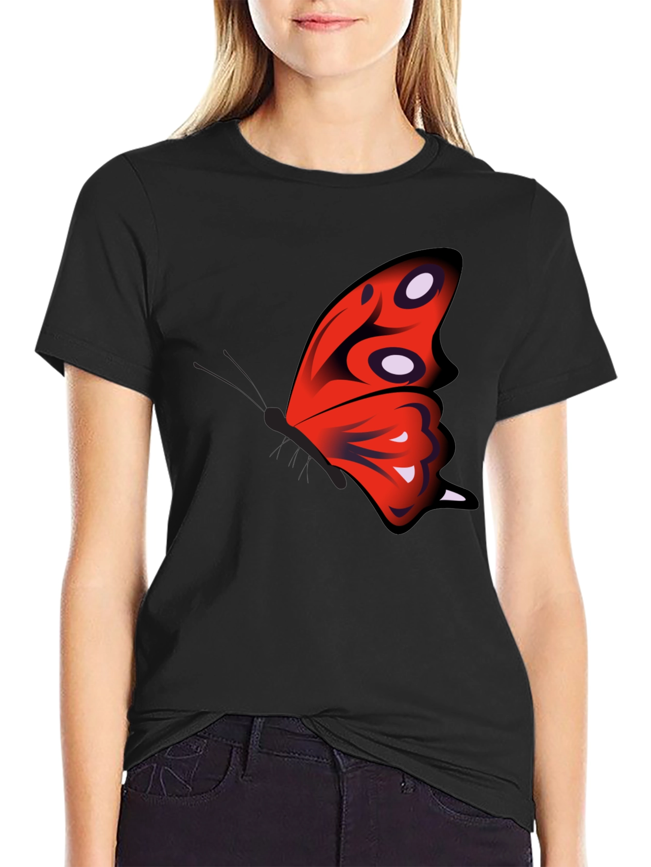 Butterfly Wing Graphic Black T-Shirt