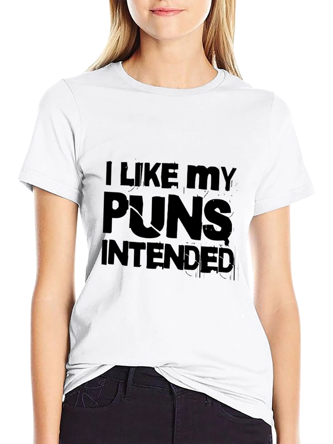 I Like My Puns Intended Black Graphic T-Shirt