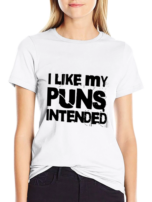 I Like My Puns Intended Black Graphic T-Shirt