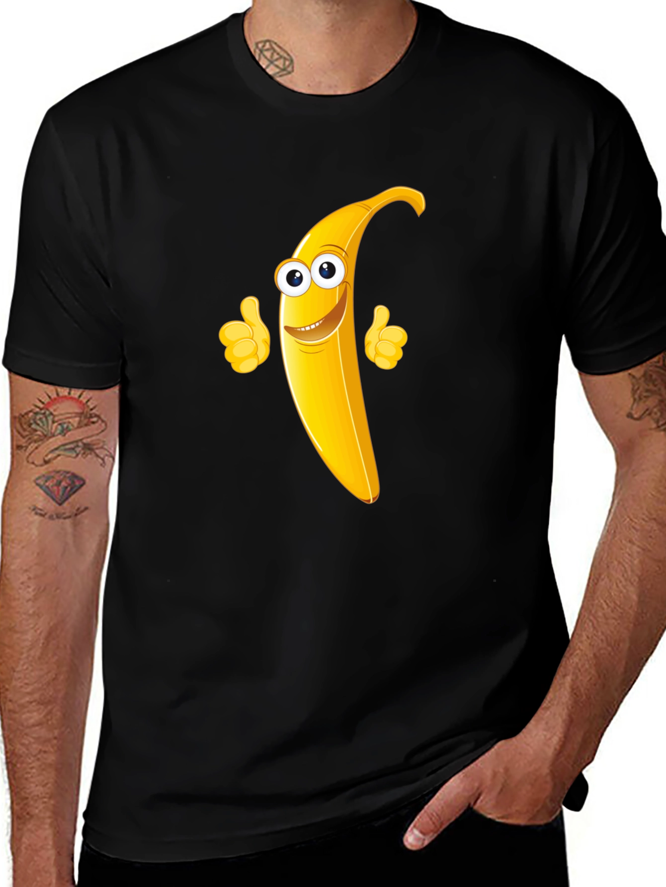 Banana Character Black T-Shirt