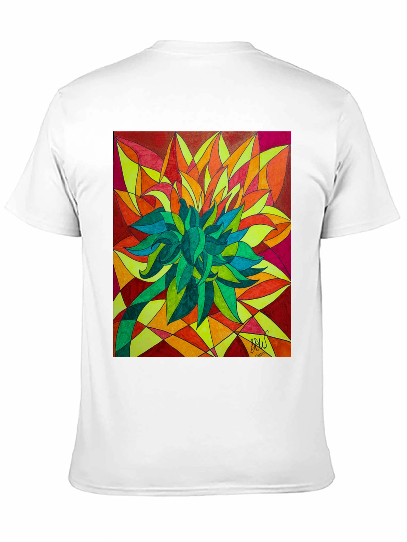 Abstract Flower Graphic Print Black T-Shirt