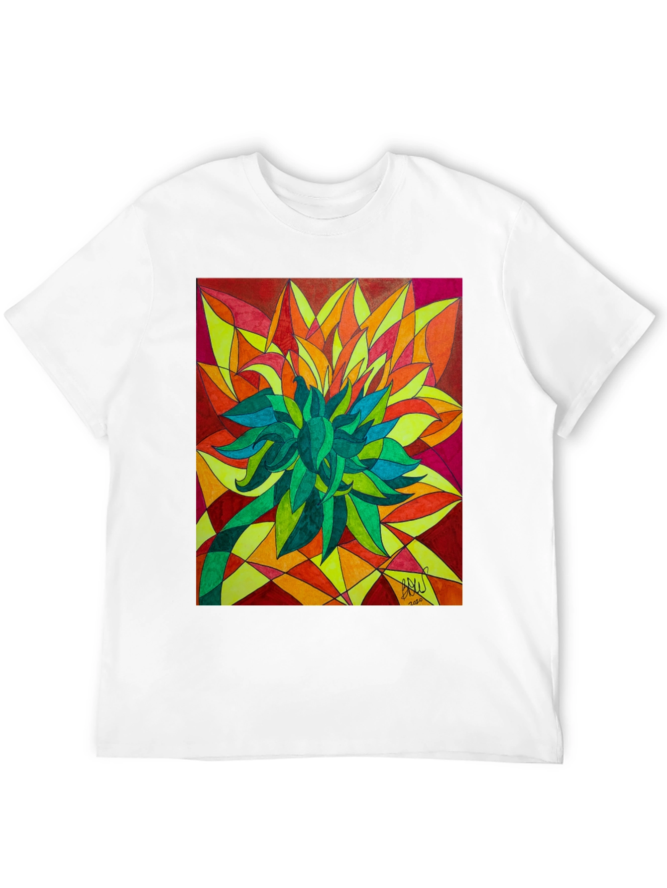 Abstract Flower Graphic Print Black T-Shirt