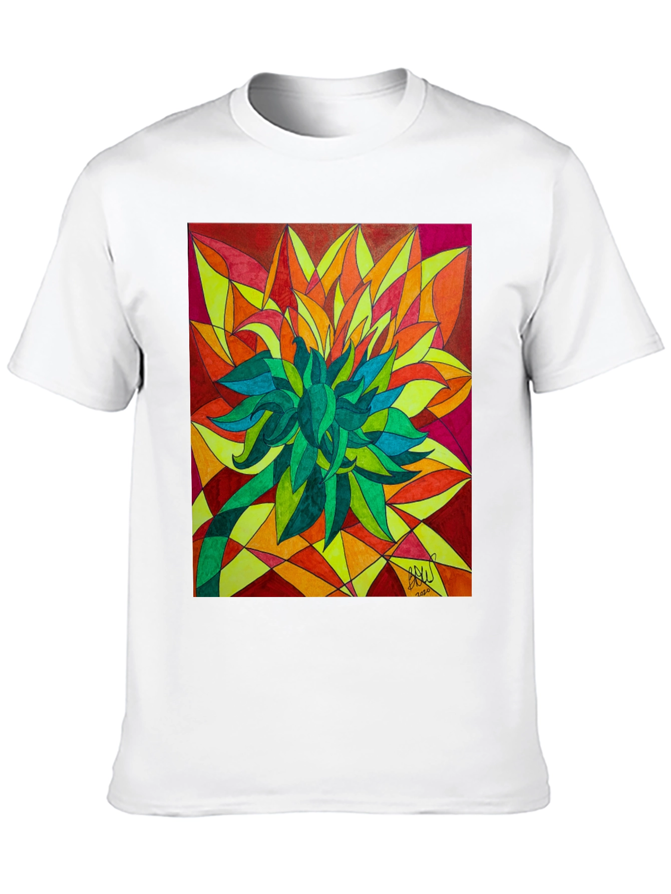 Abstract Flower Graphic Print Black T-Shirt