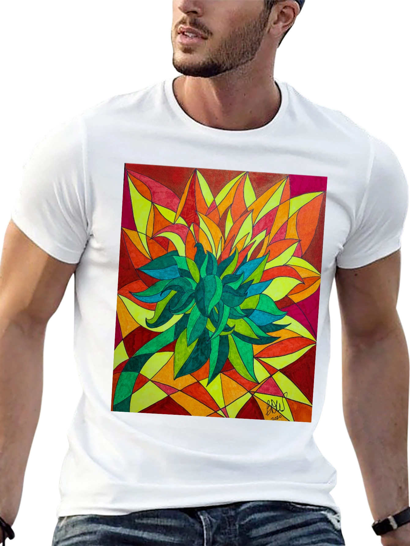 Abstract Flower Graphic Print Black T-Shirt