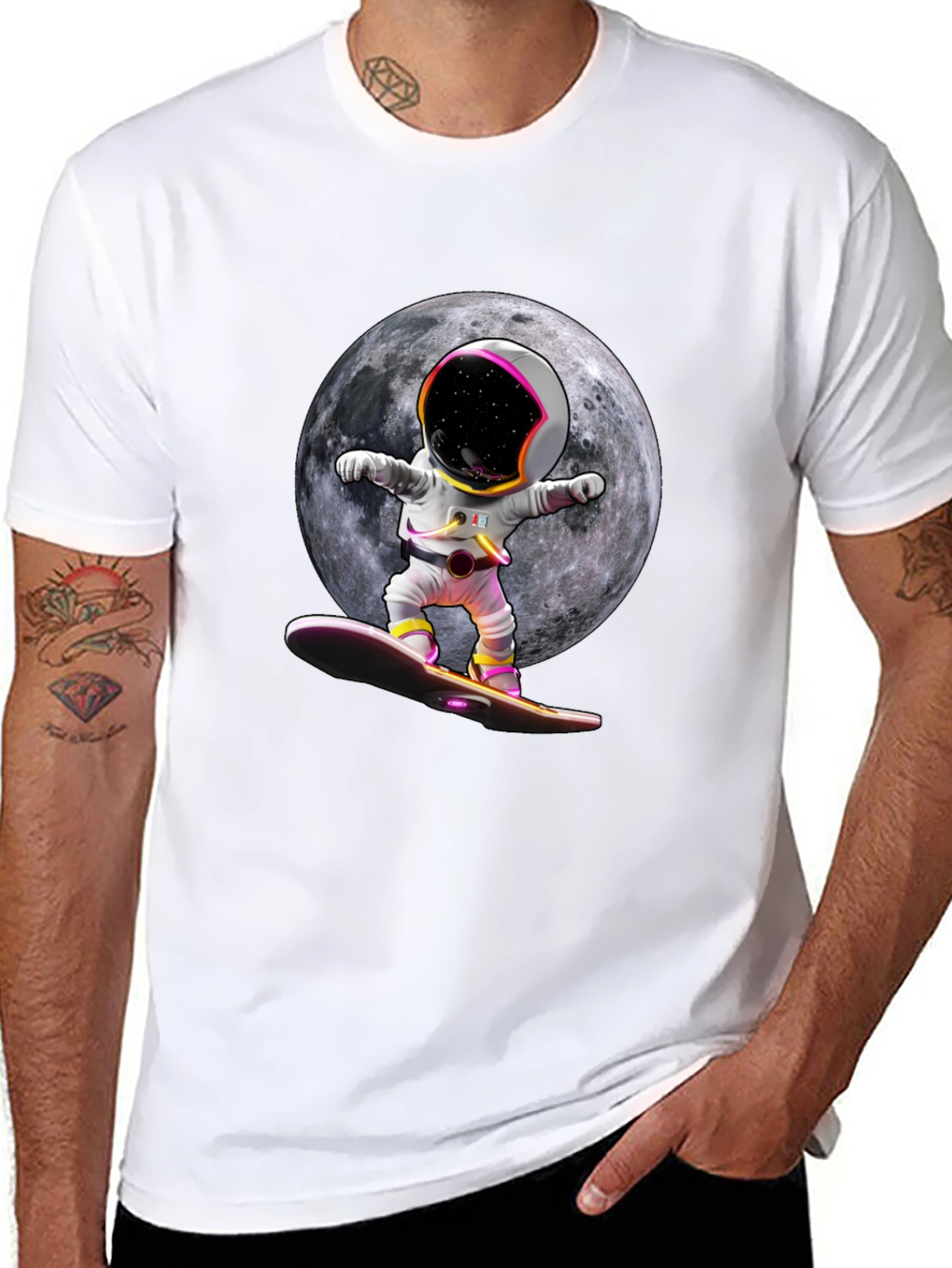 Astronaut Moon Surfing Graphic Tee