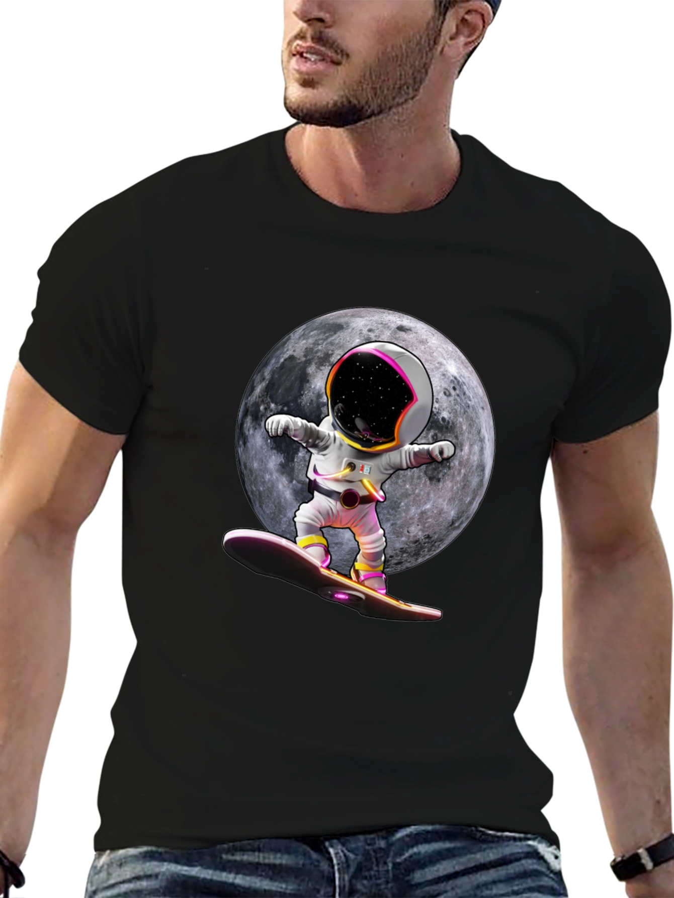 Astronaut Moon Surfing Graphic Tee