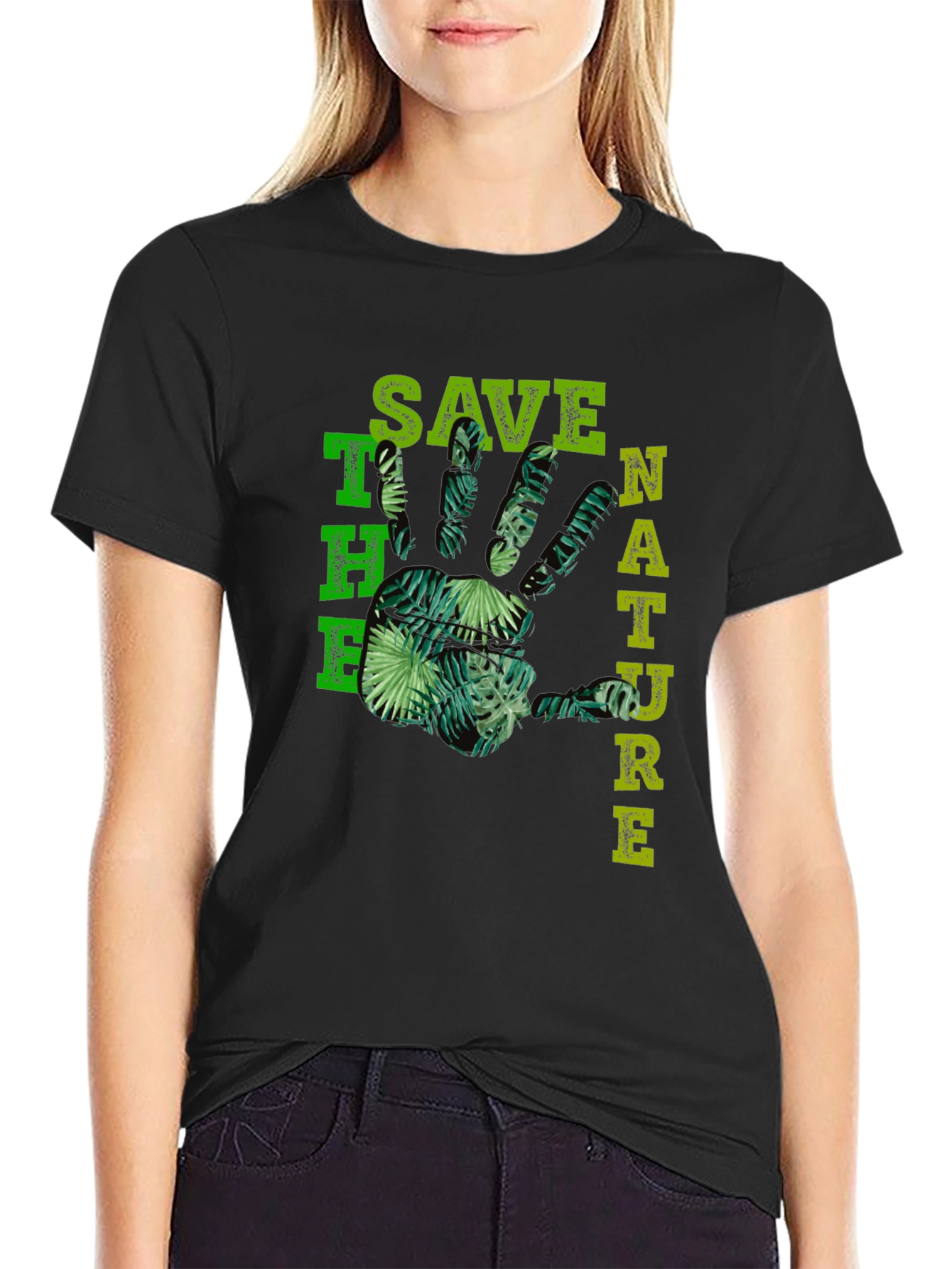 Eco-Friendly Save Nature Graphic Print T-Shirt