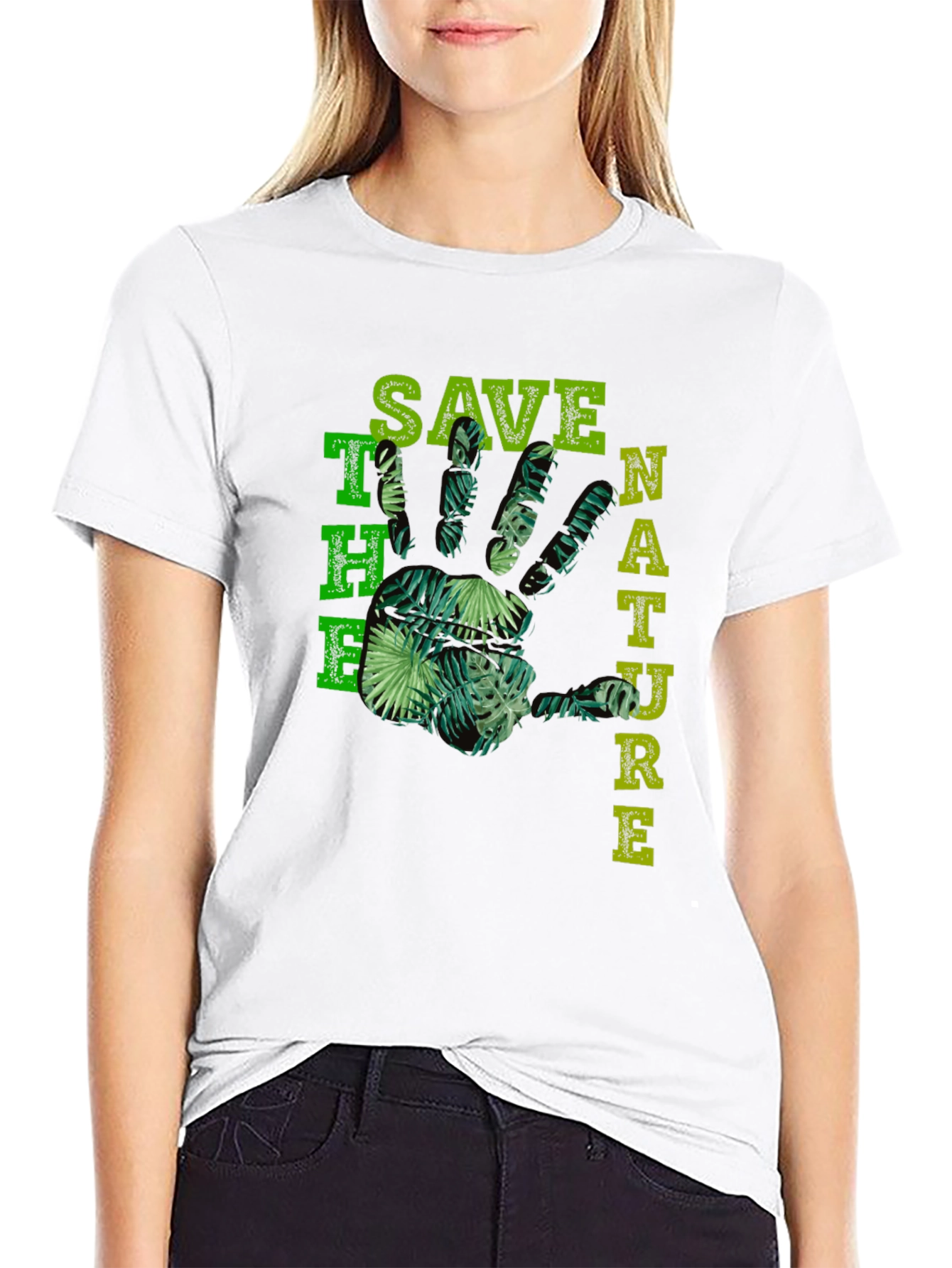 Eco-Friendly Save Nature Graphic Print T-Shirt