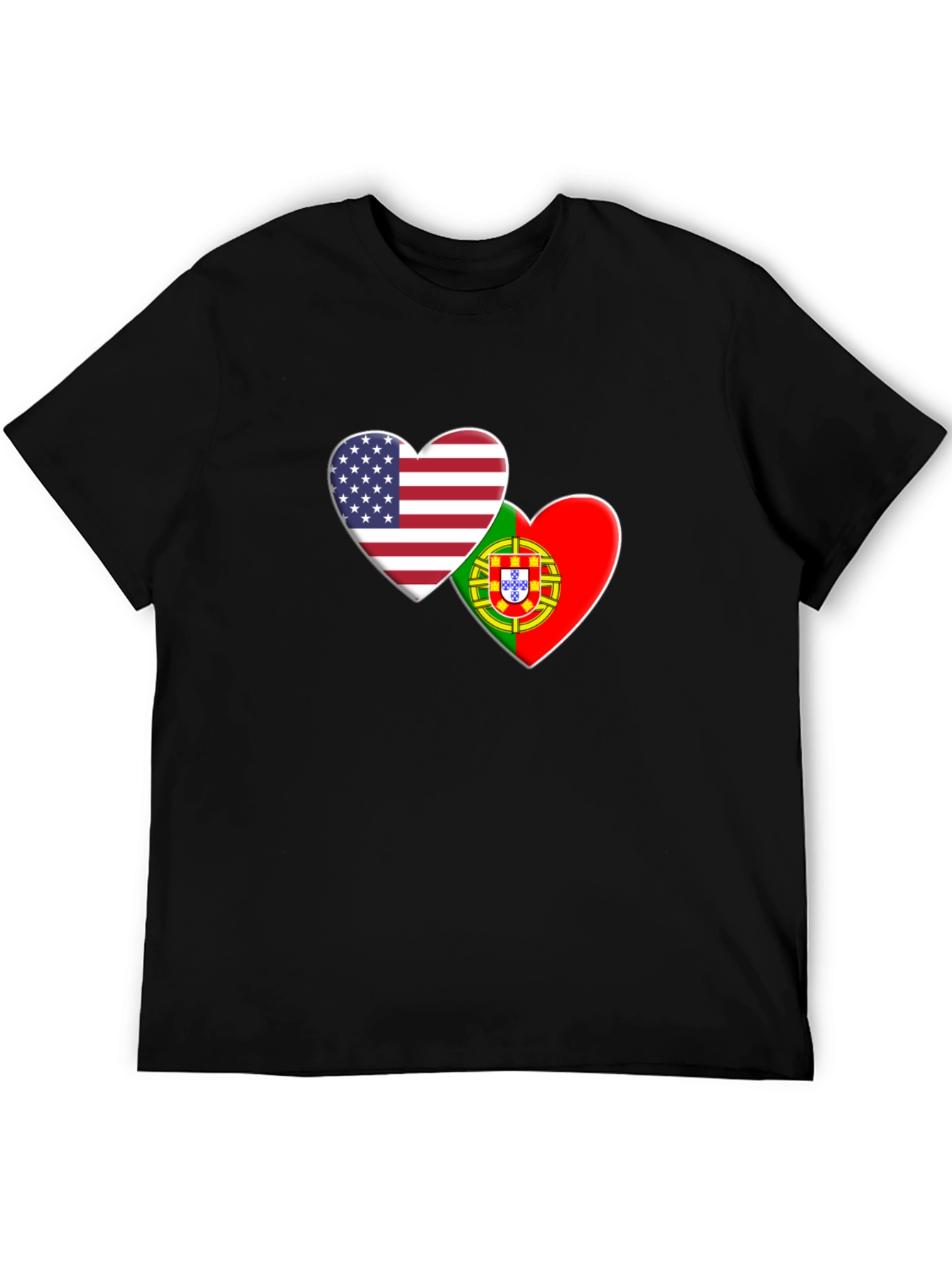 USA & Portugal Flag Heart T-Shirt