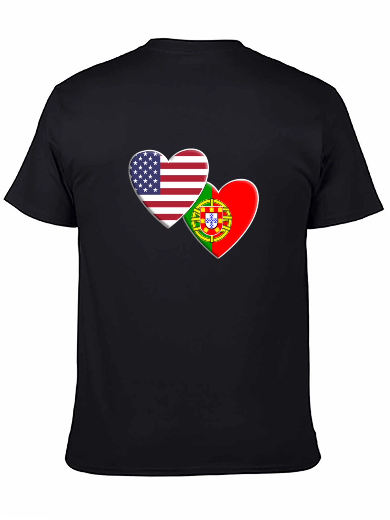 USA & Portugal Flag Heart T-Shirt