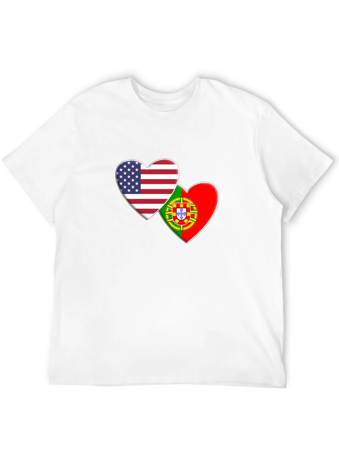 USA & Portugal Flag Heart T-Shirt