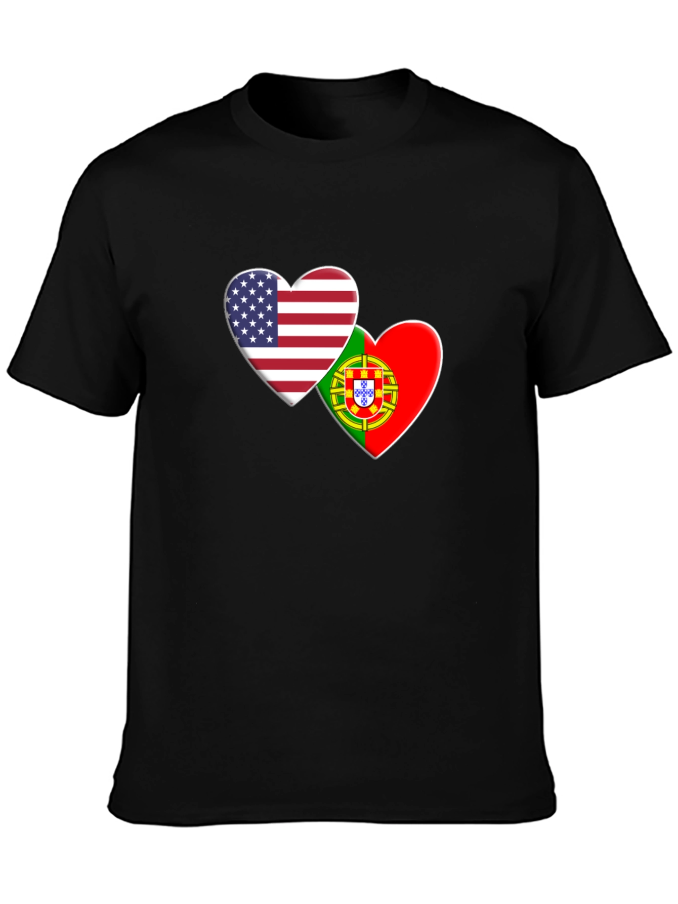 USA & Portugal Flag Heart T-Shirt